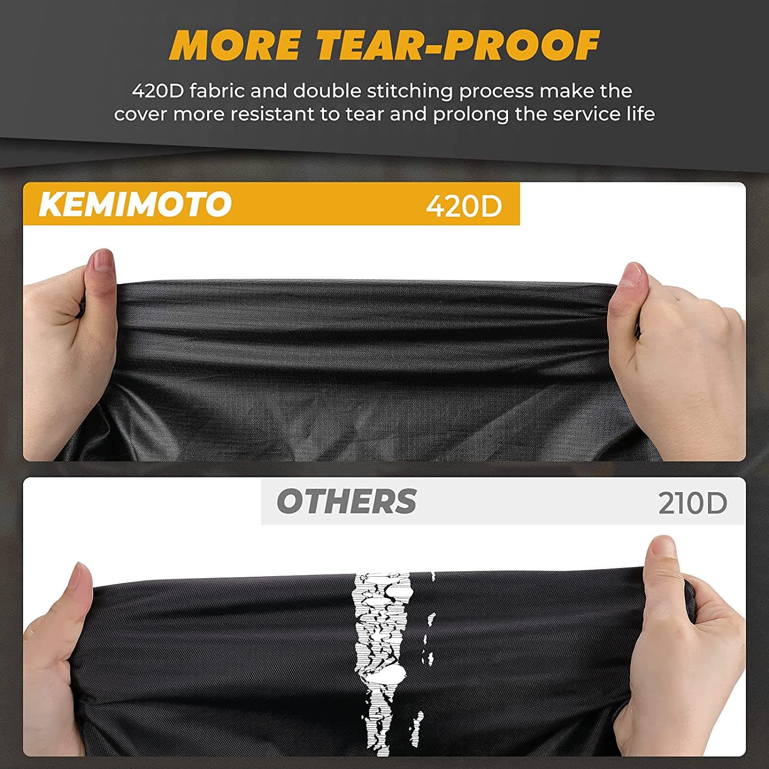 KEMIMOTO 420D Waterproof UTV Cover for 2‑Seater Can‑Am Polaris Kawasaki