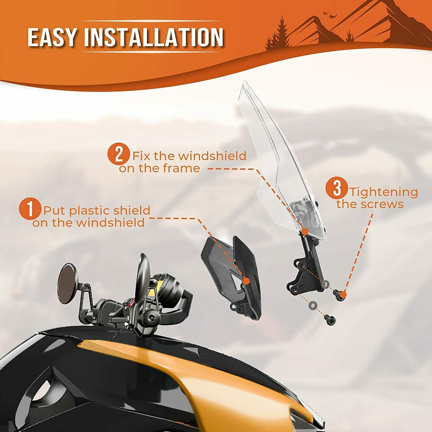 Kemimoto Adjustable Front Windshield for Can‑Am Ryker Rally