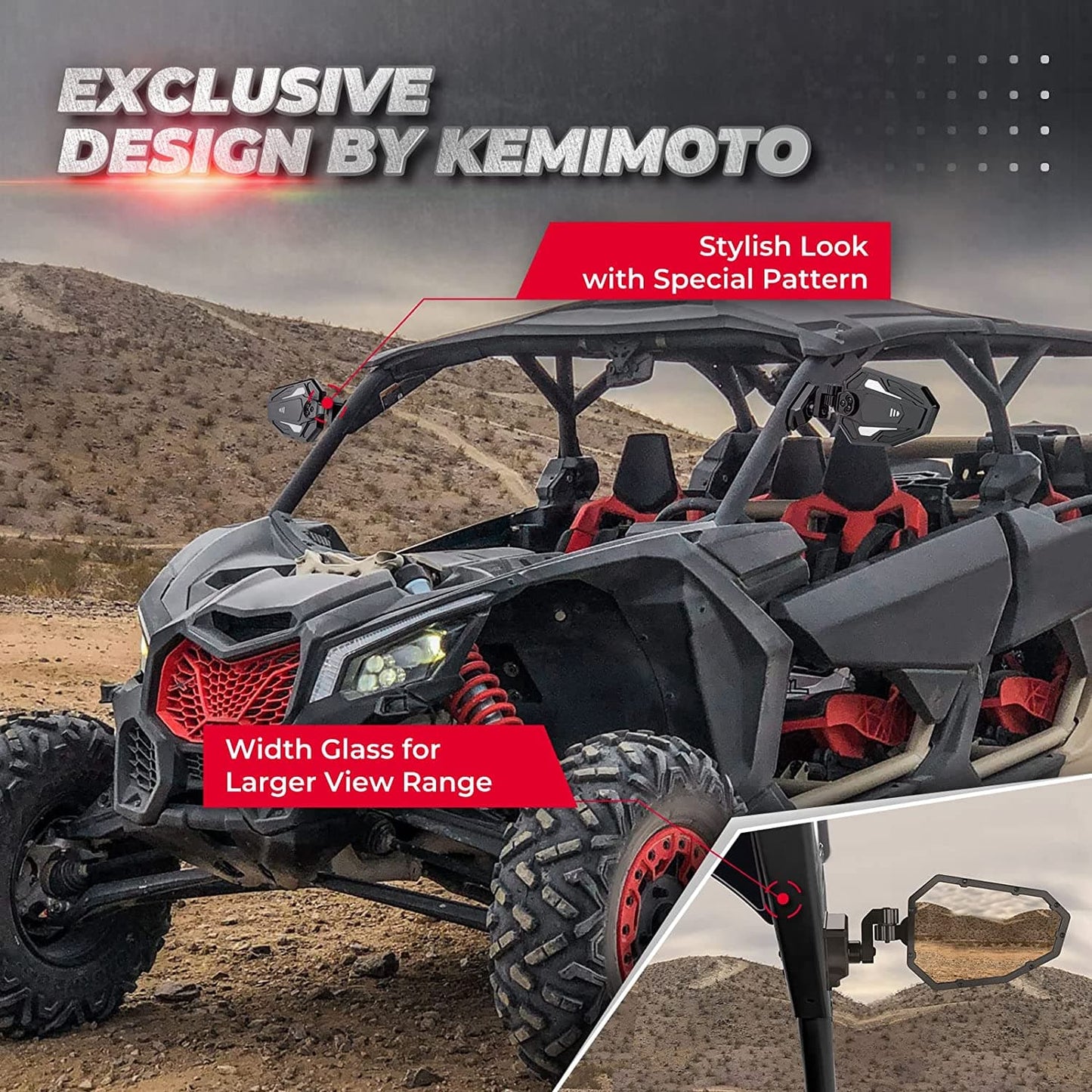 KEMIMOTO Aluminum Side View Mirrors for Can‑Am Maverick X3