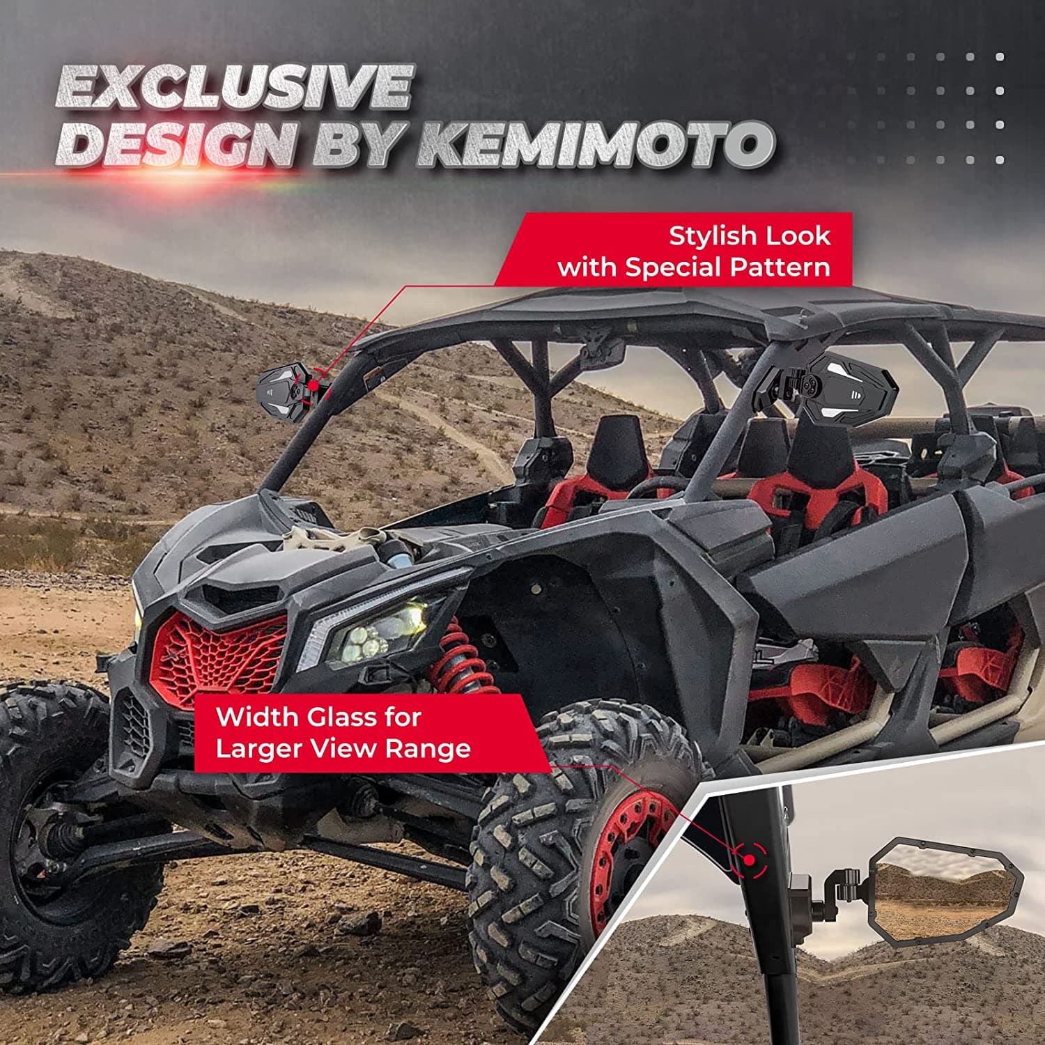 KEMIMOTO Aluminum Side View Mirrors for Can‑Am Maverick X3