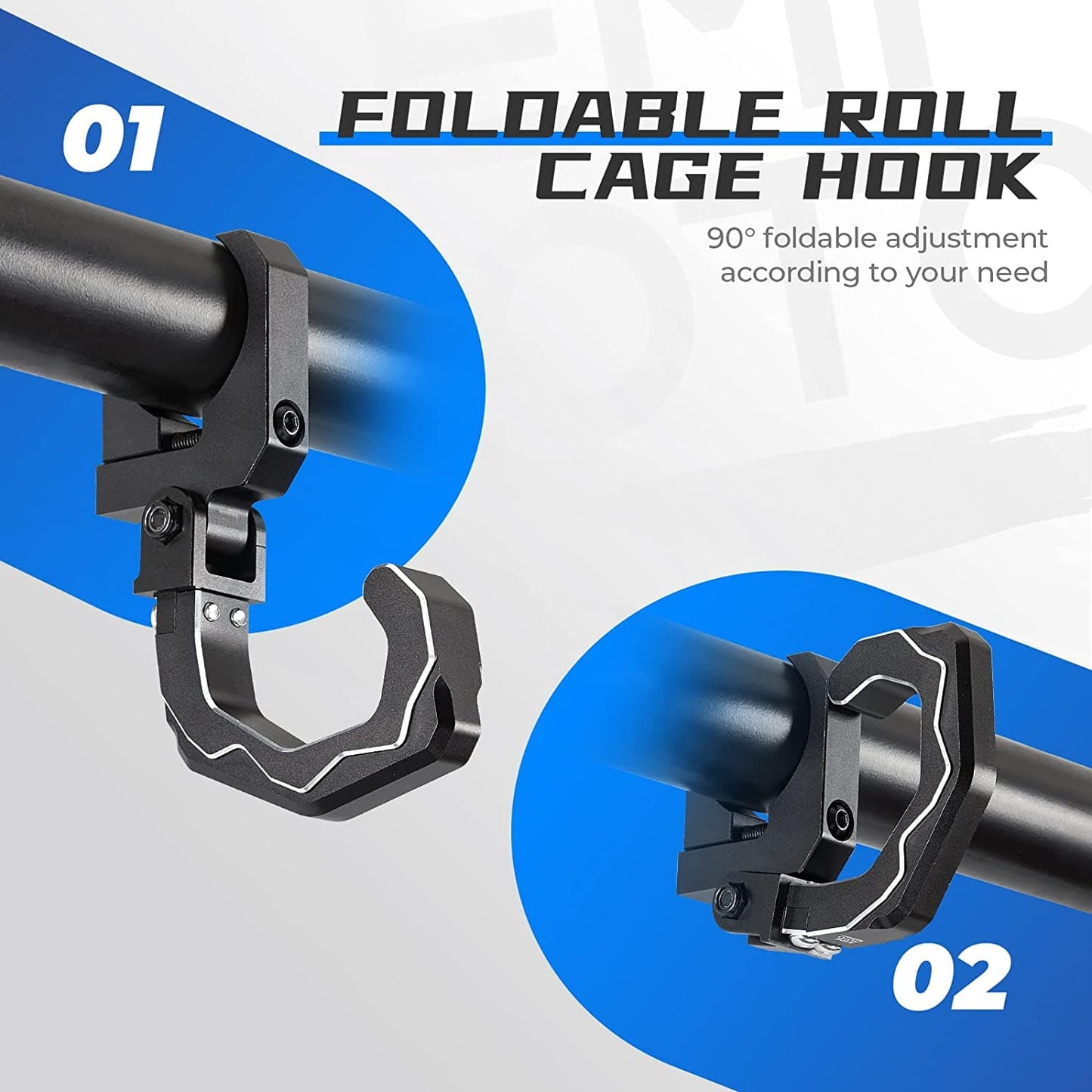 Kemimoto UTV Helmet Hook Aluminum 1.6‑2″ Roll Bar Fit