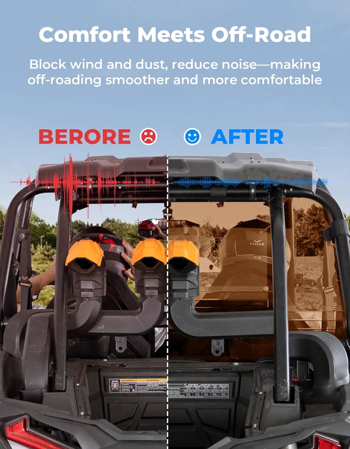 Kemimoto Tinted Windshield for Polaris RZR XP 1000 & XP4