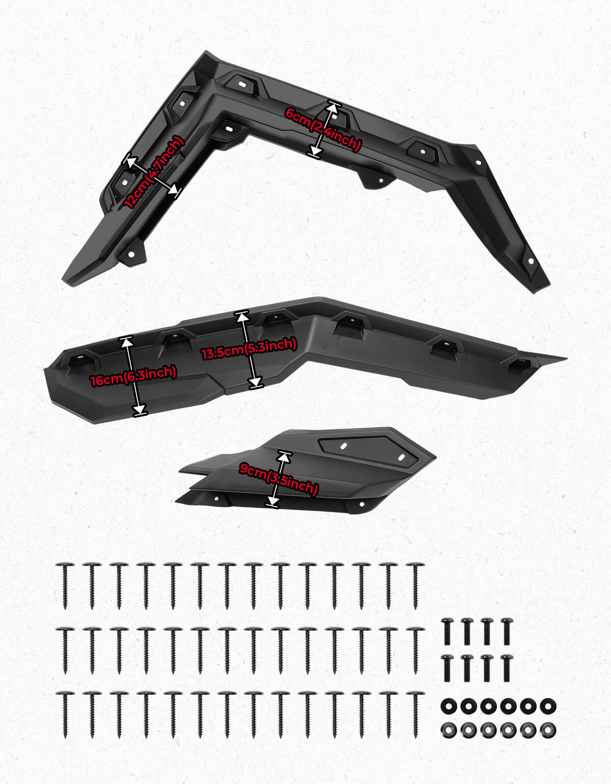 KEMIMOTO Fender Flares Injection-Molded Polypropylene for Can‑Am Maverick X3