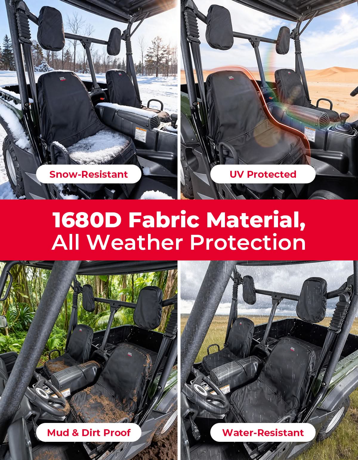 Kemimoto UTV Waterproof Seat Cover 2-Piece for Hisun Axis