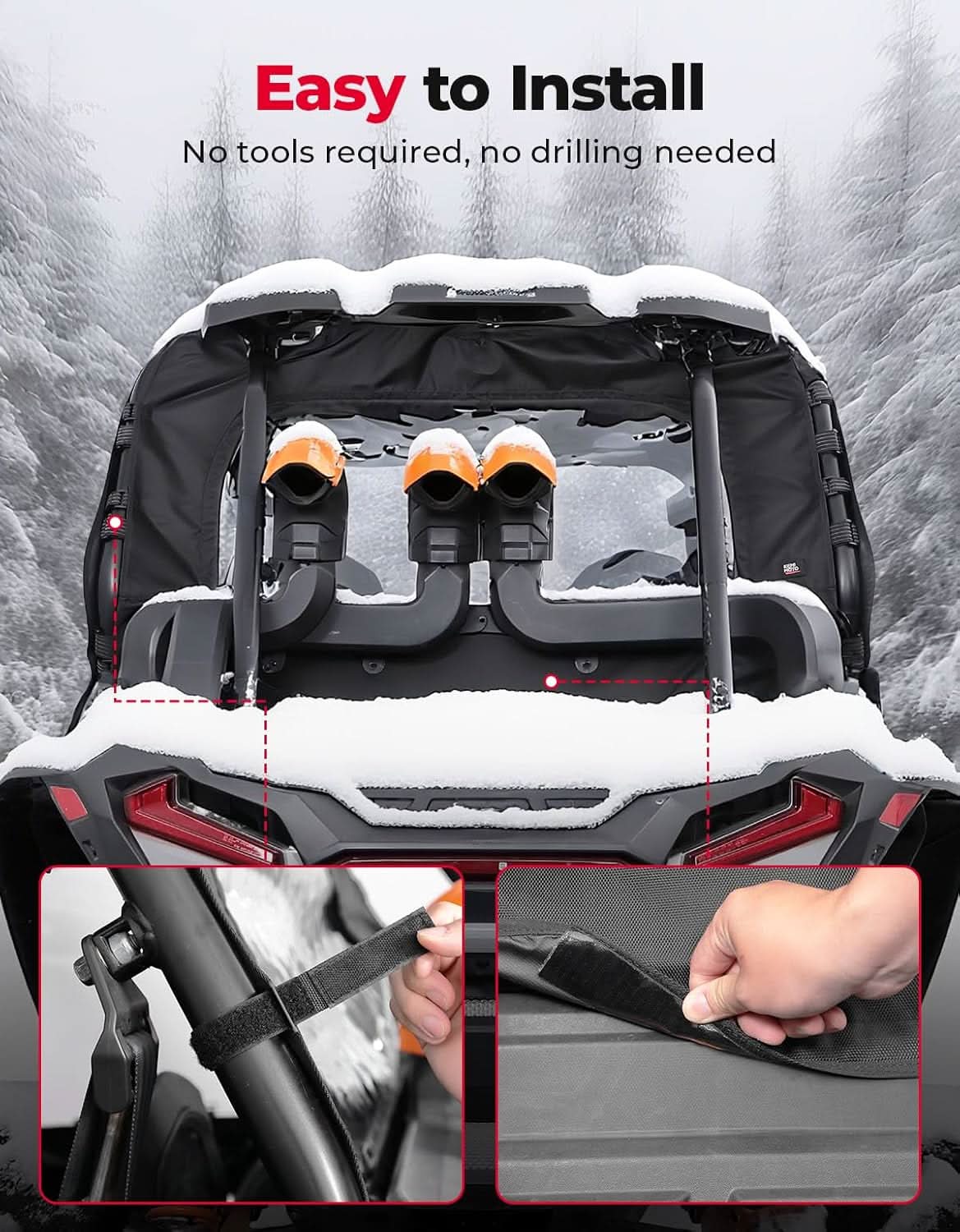 Soft Rear Windshield for 2014+ Polaris RZR XP/XP 4 1000, 2016+ Polaris RZR XP/XP 4 Turbo