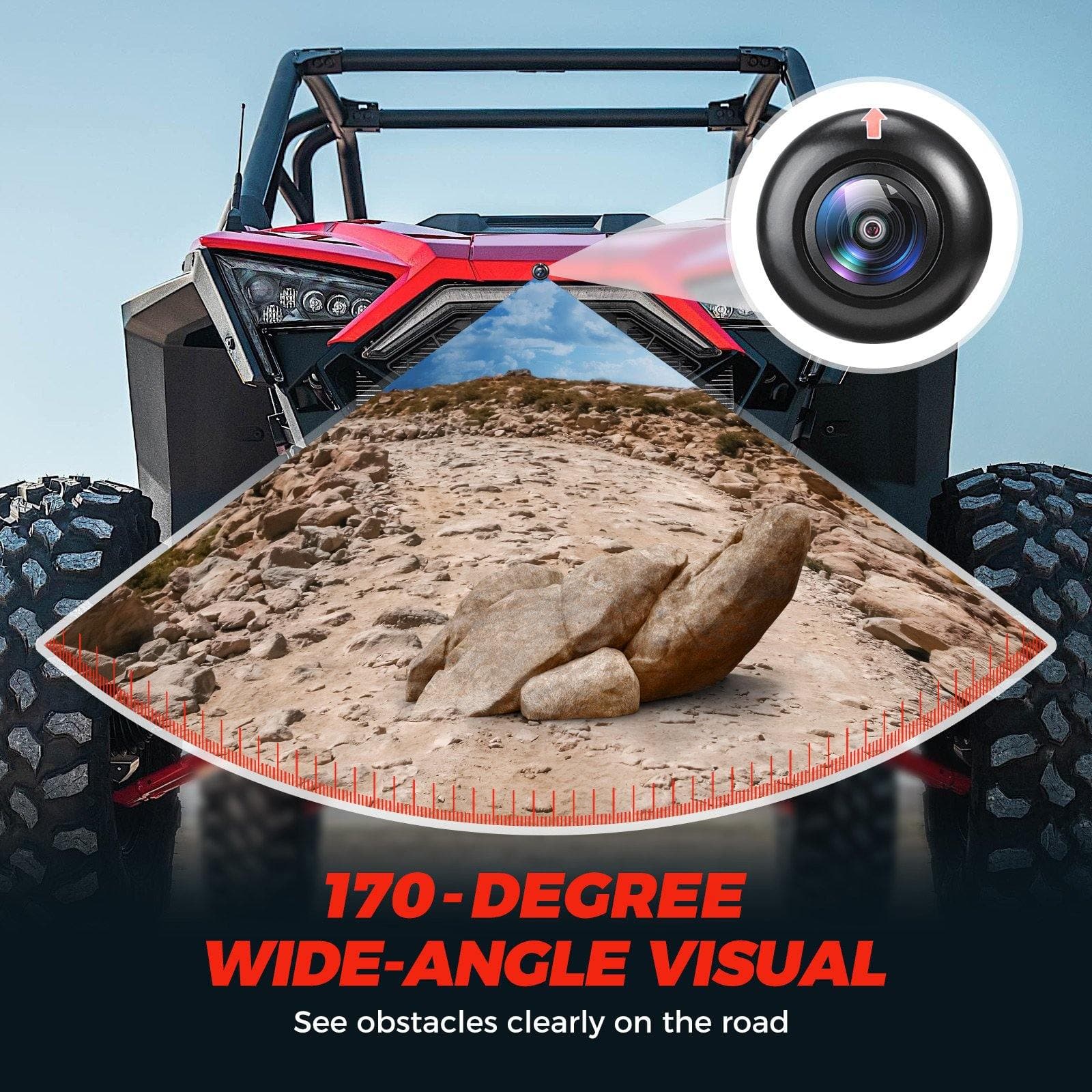 Kemimoto Front Camera 170° View IP67 Waterproof for Polaris RZR