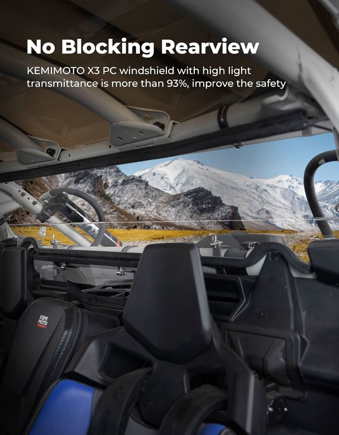 Kemimoto Rear Windshield Scratch-Resistant for Can‑Am Maverick X3 / X3 MAX