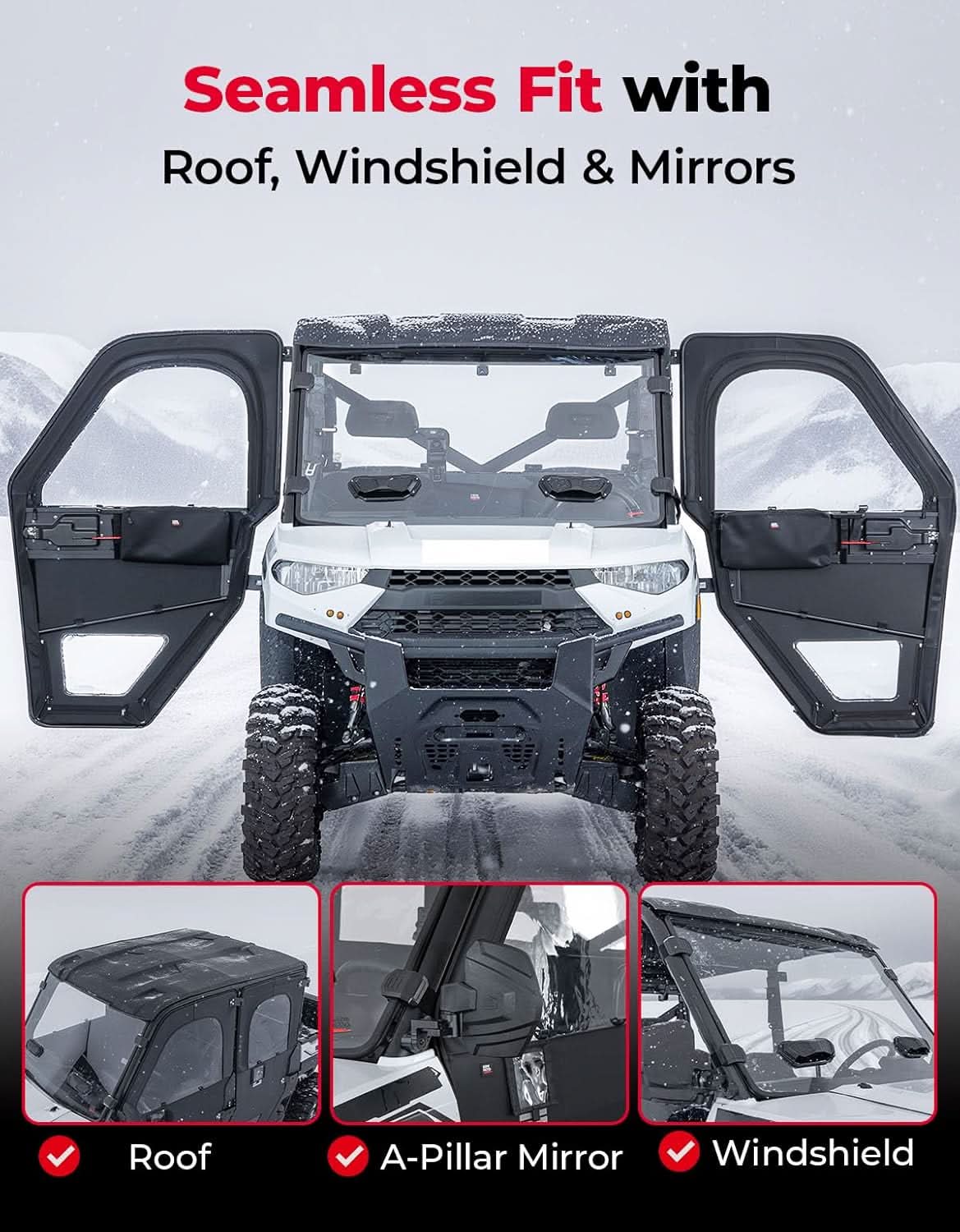 Kemimoto UTV Steel Doors for Polaris Ranger XP 1000