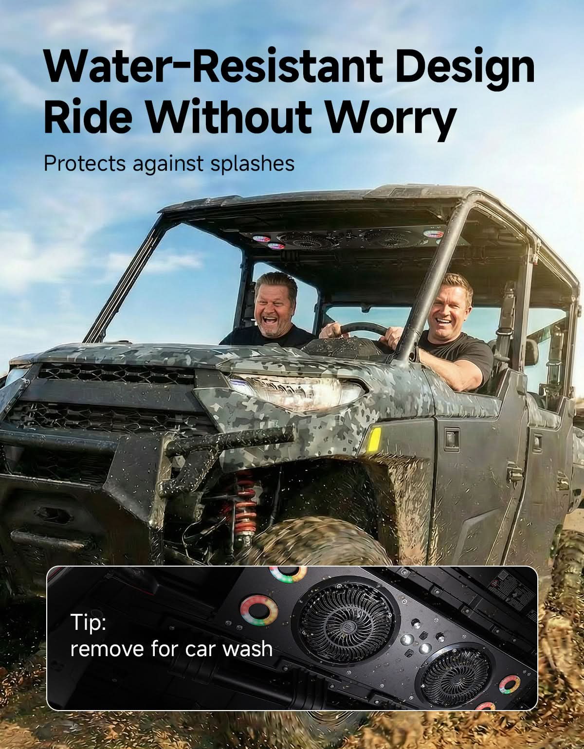 Kemimoto Dual Roof Fan with RGB for UTV 57‑42″ Roof