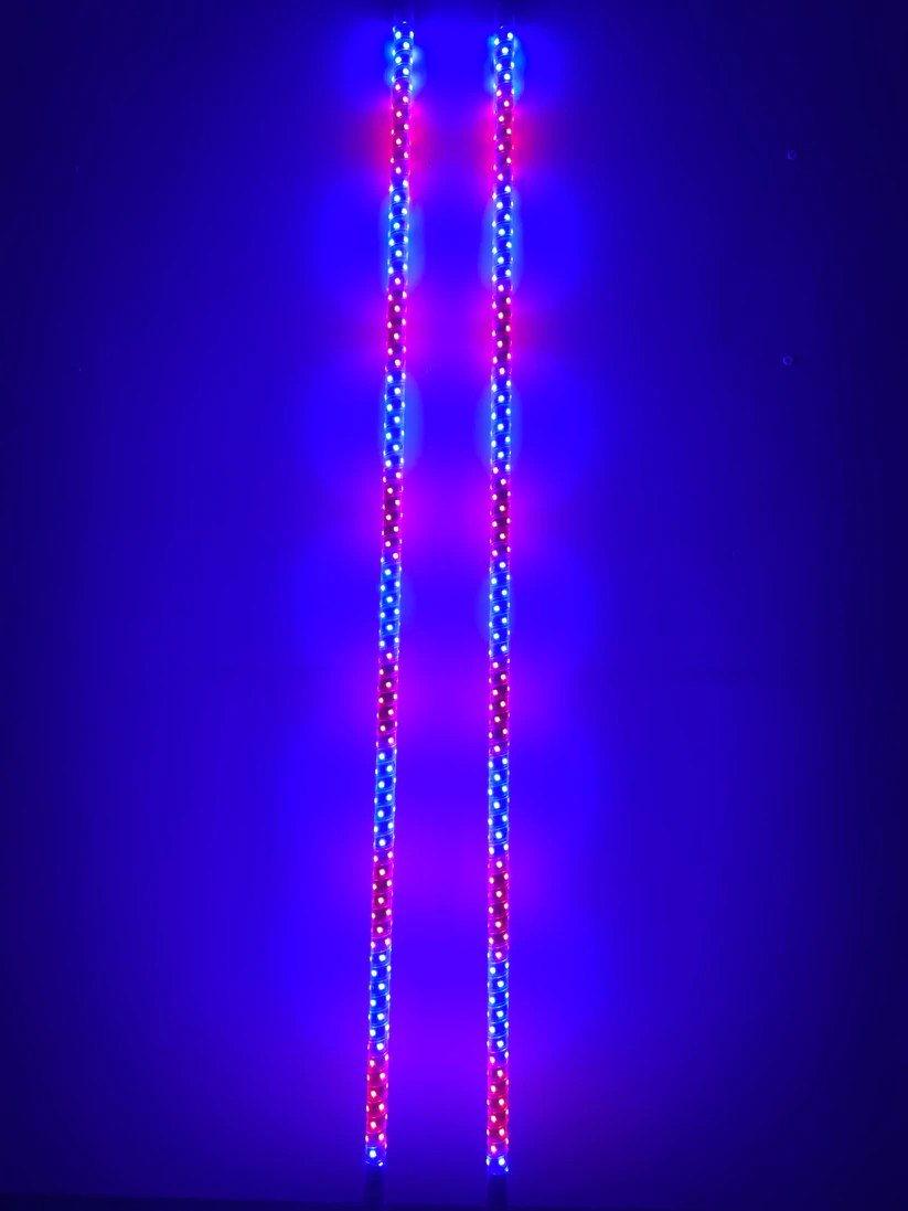 5' LED Whip Twisted Silver Max Pair