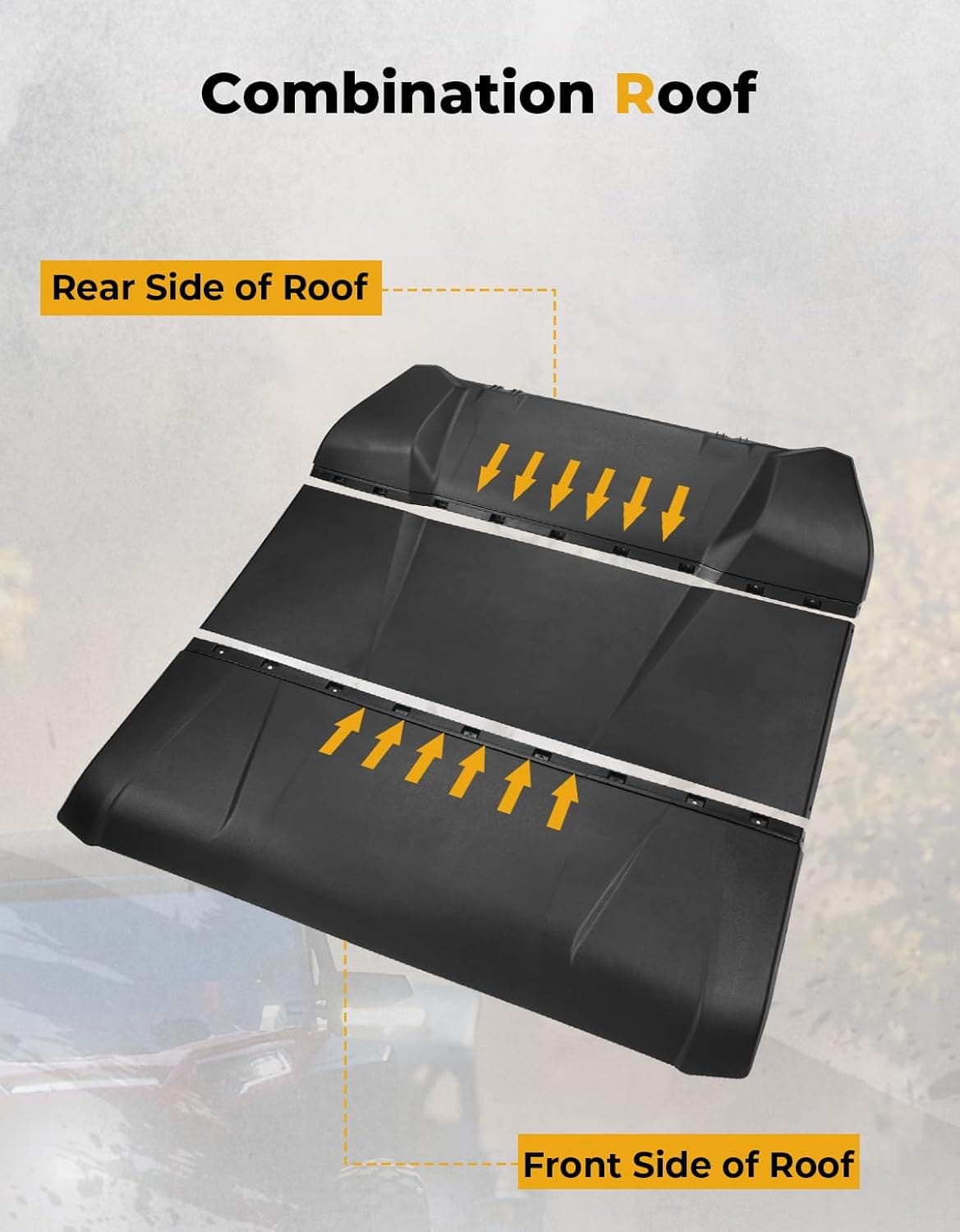 Kemimoto 3-in-1 UTV Roof Hard Top for Polaris RZR XP 1000