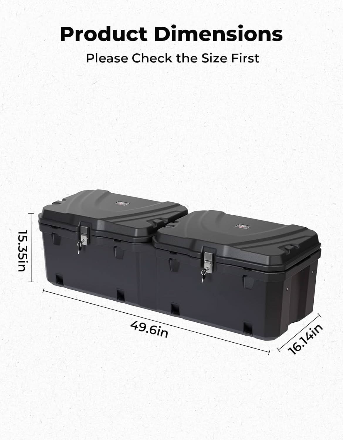 Kemimoto UTV Bed Storage Box 110L Waterproof Dual‑Sided Lid