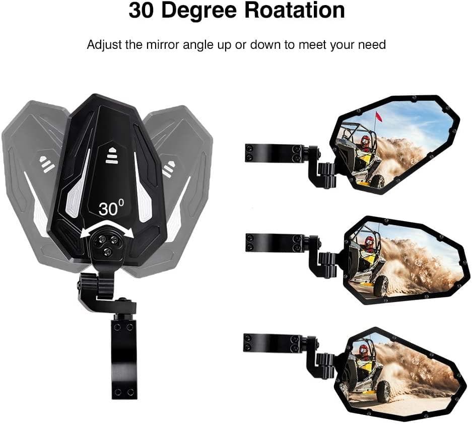 Kemimoto Dual UTV Rear View and Side Mirrors Adjustable
