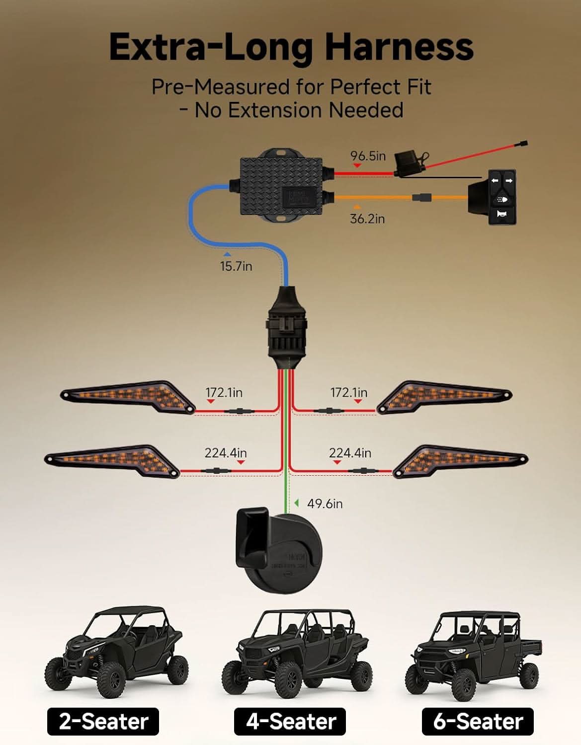 Kemimoto Universal Street-Legal UTV Turn Signal Kit with Horn