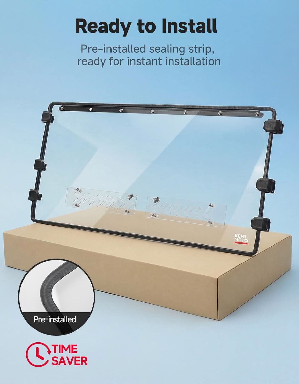 Kemimoto UTV Scratch-Resistant Polycarbonate Front Windshield for Kawasaki Ridge
