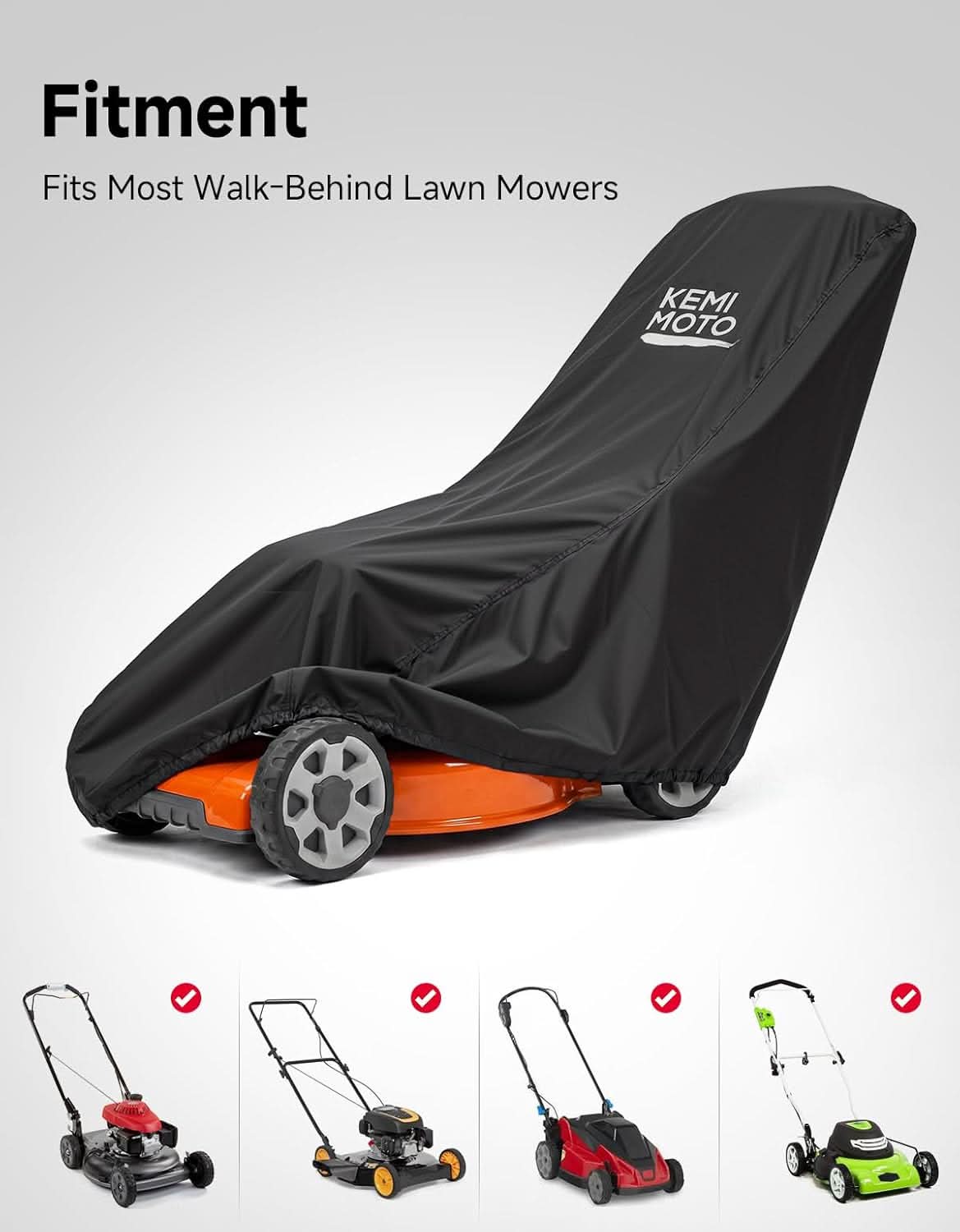 Kemimoto Lawn Mower Cover for Walk‑Behind Push Mowers