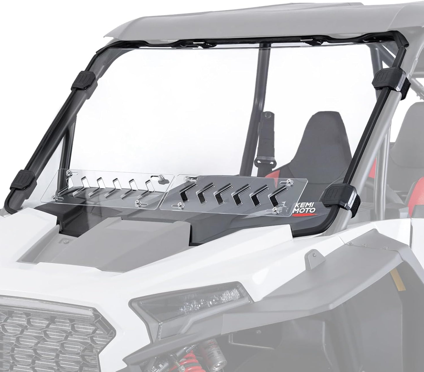 2-IN-1 Vented Windshield Pre-Installed Rubber Strip for Polaris RZR XP 1000 / RZR XP 4 1000 2024-2026
