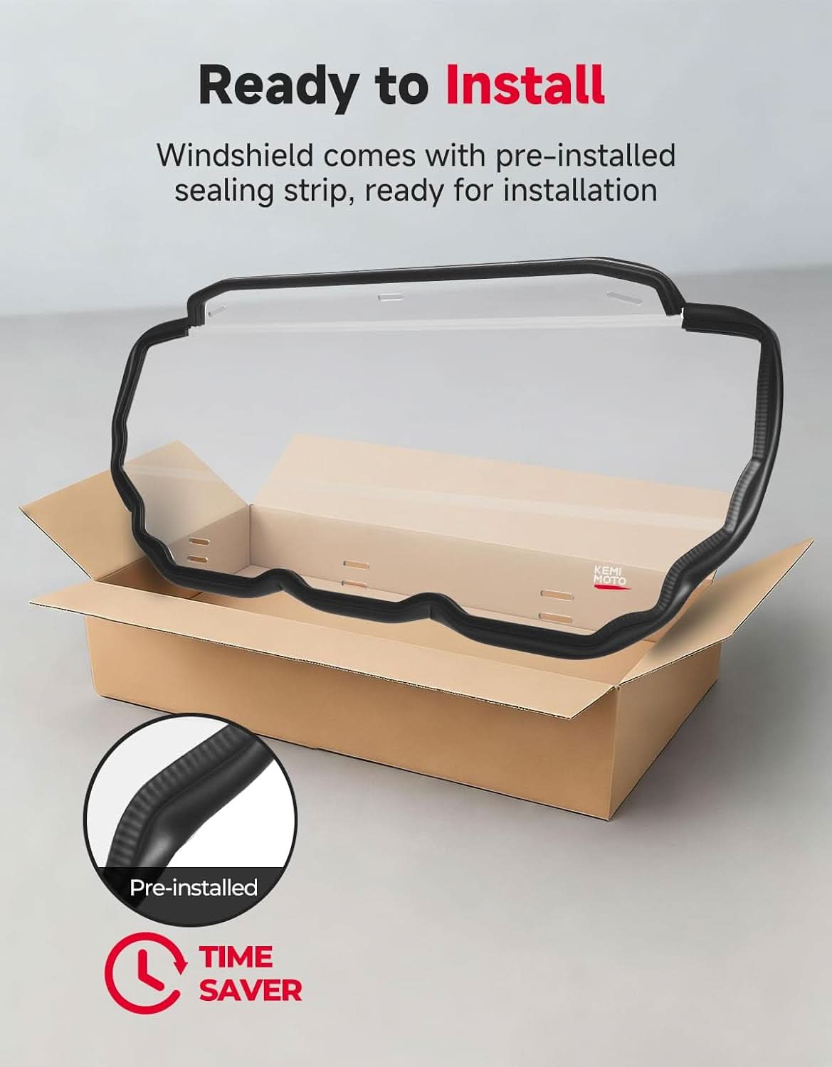 Kemimoto UTV Rear Windshield Ultra-Clear Shatter-Resistant for Segway Villain 2024+