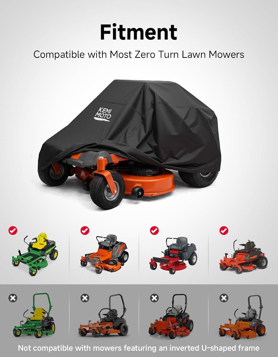 Kemimoto Zero Turn Lawn Mower Cover 210D Oxford