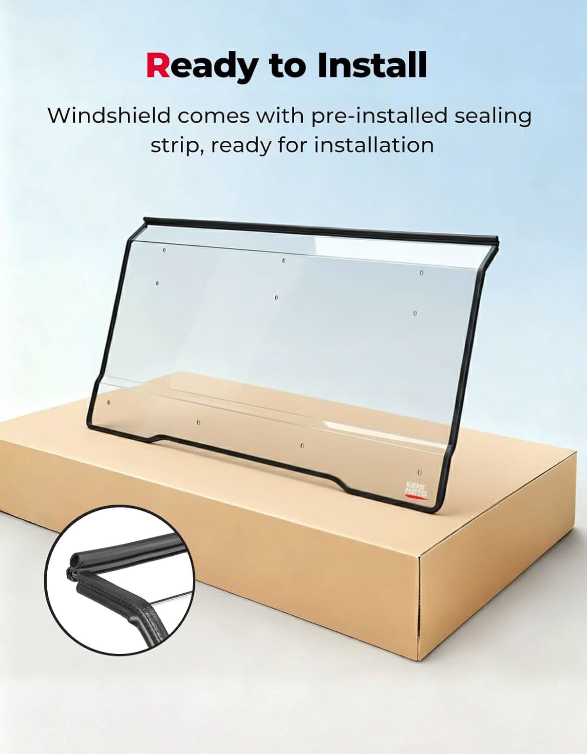 Kemimoto Rear Windshield Hard-Coated Polycarbonate for Kawasaki Mule Pro
