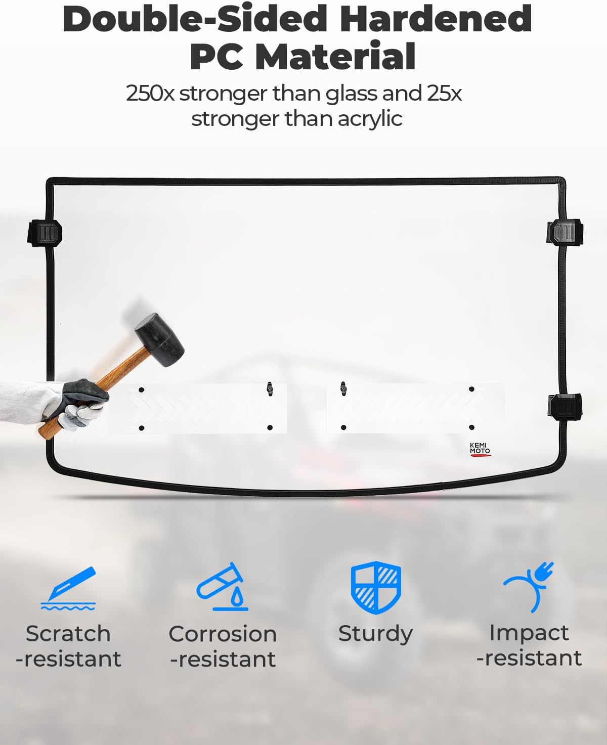 Kemimoto 2-In-1 Vented Front Windshield for Polaris Ranger XP 900/1000