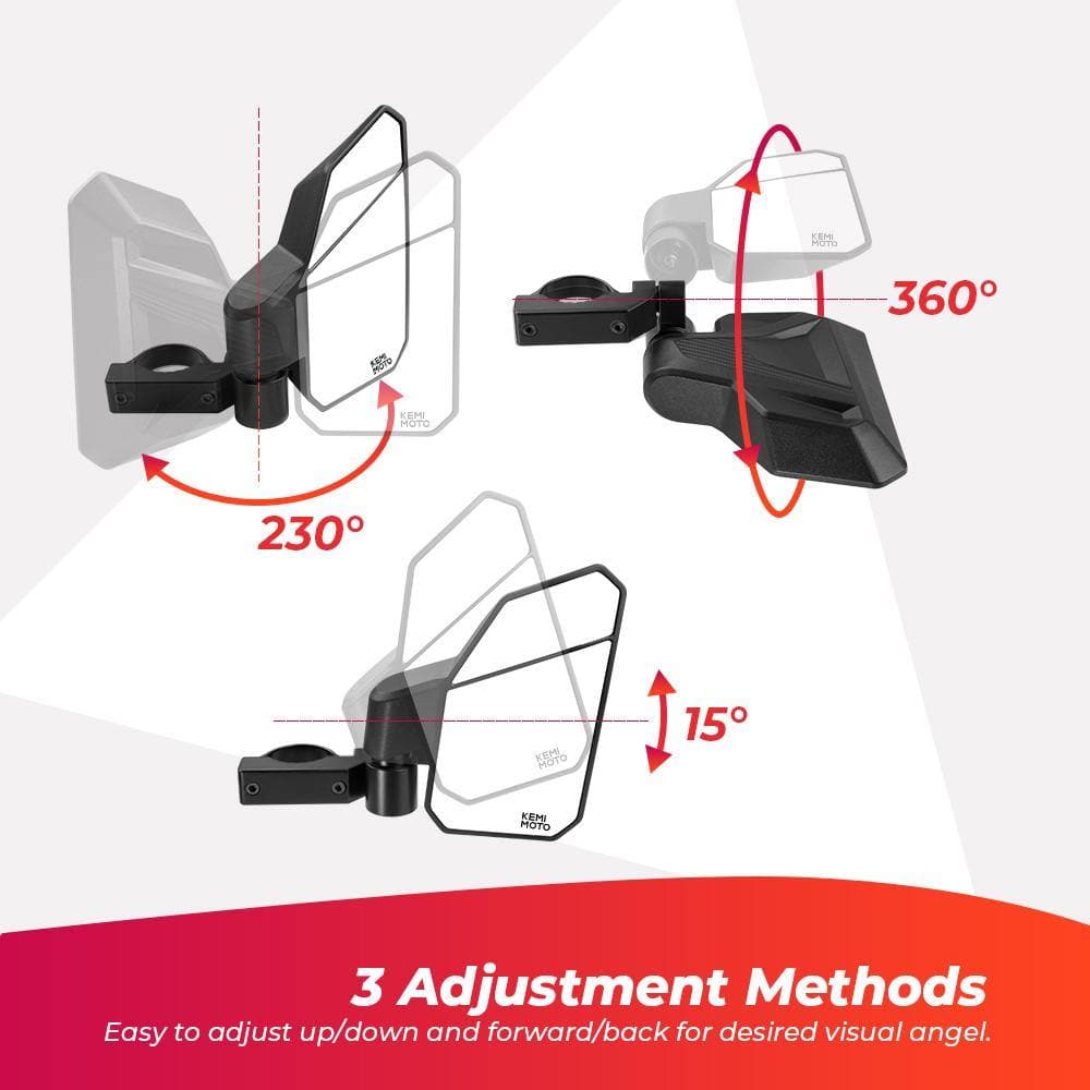 KEMIMOTO Break-Away Adjustable Side View Mirror 1.6‑2″