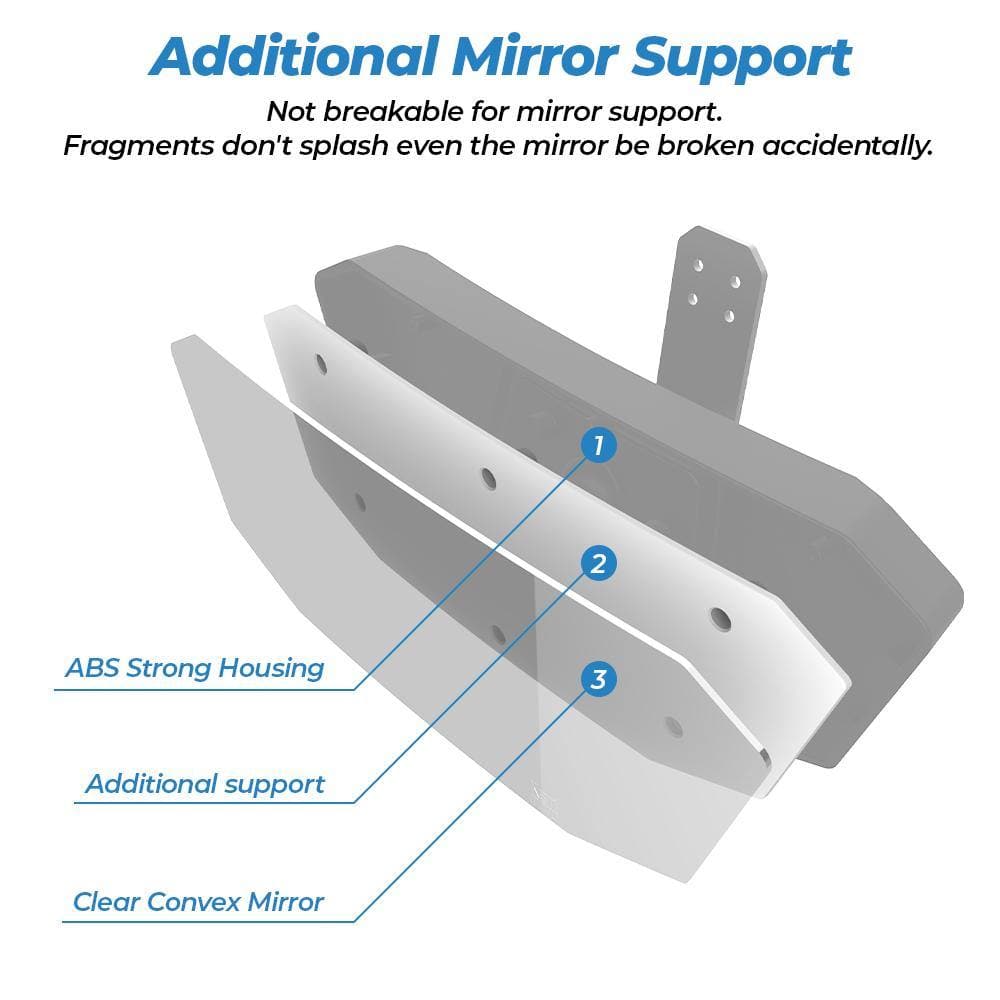 KEMIMOTO Height-Adjustable Rear View Mirror for Polaris Ranger