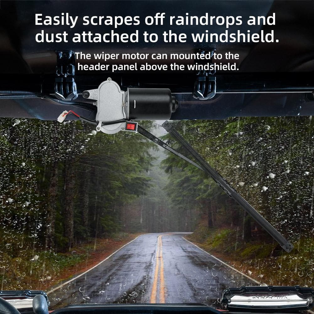 Kemimoto 12V Windshield Wiper Kit 16" for Polaris RZR