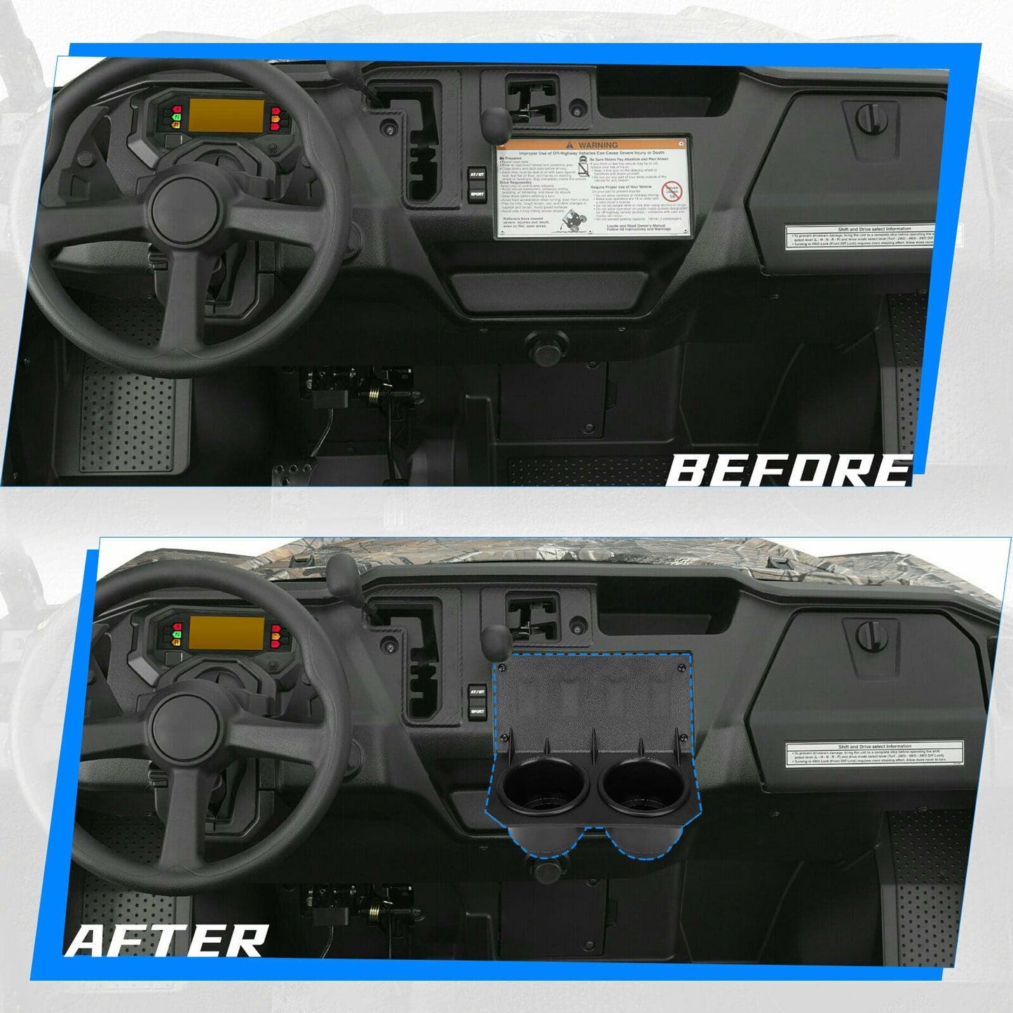 KEMIMOTO UTV Cup Holder with Switch Panel for Pioneer 1000/1000-5