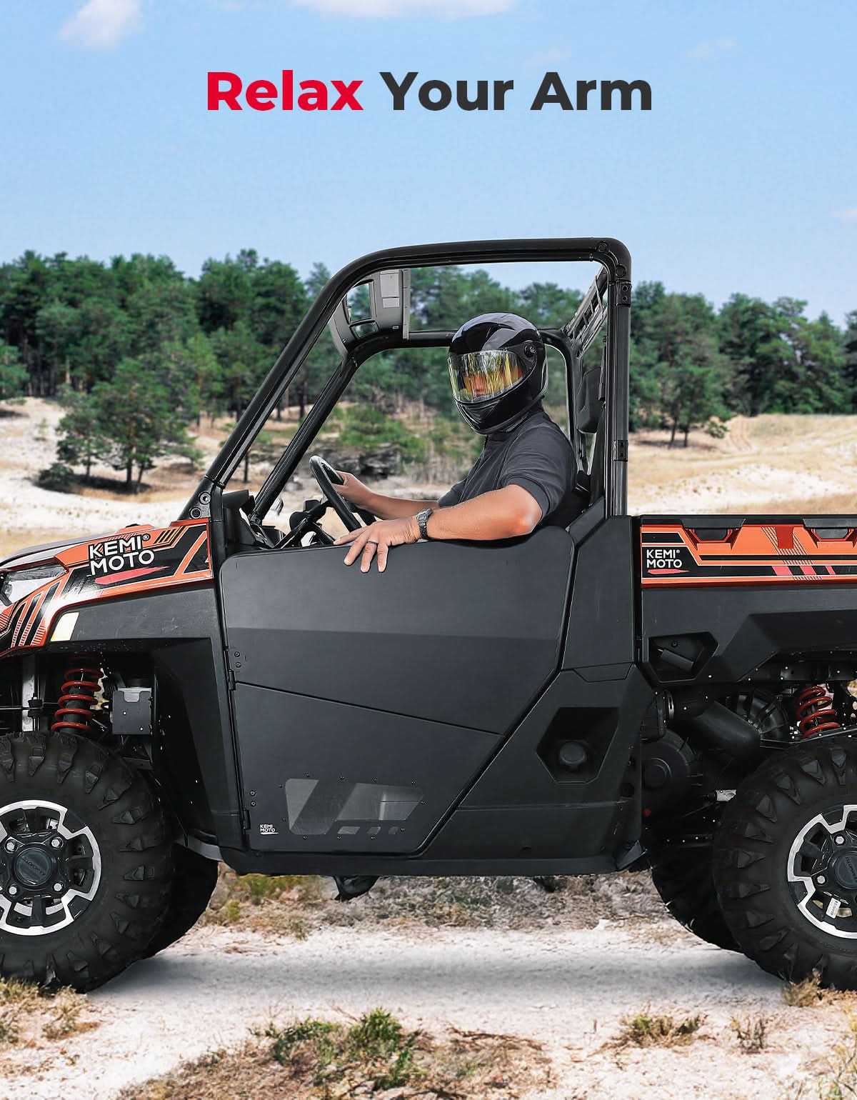 Kemimoto UTV Aluminum Half Door for Polaris Ranger XP 1000