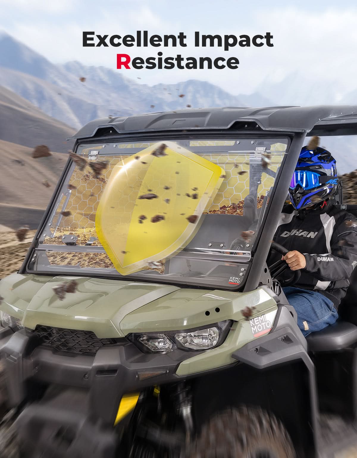 Kemimoto 3-in-1 Flip Windshield for Can-Am Defender HD5-HD10