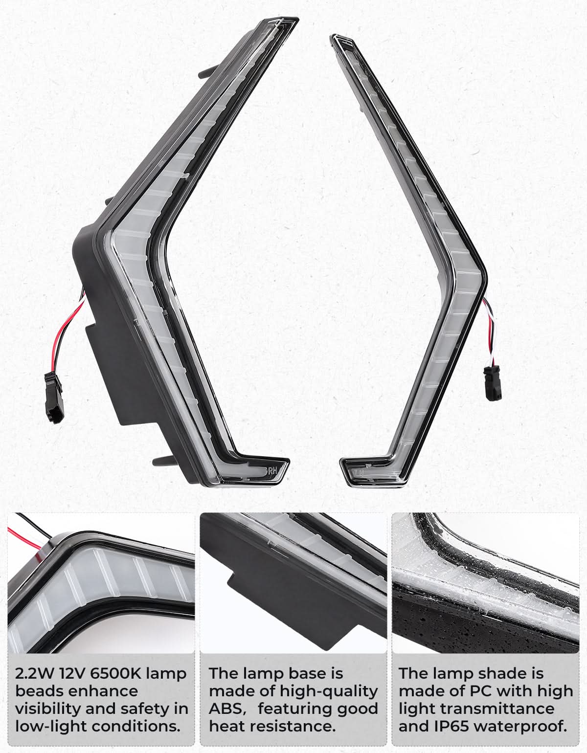 Kemimoto LED Grille Fang Lights for Polaris RZR Pro XP/Pro R/S 2025 Waterproof