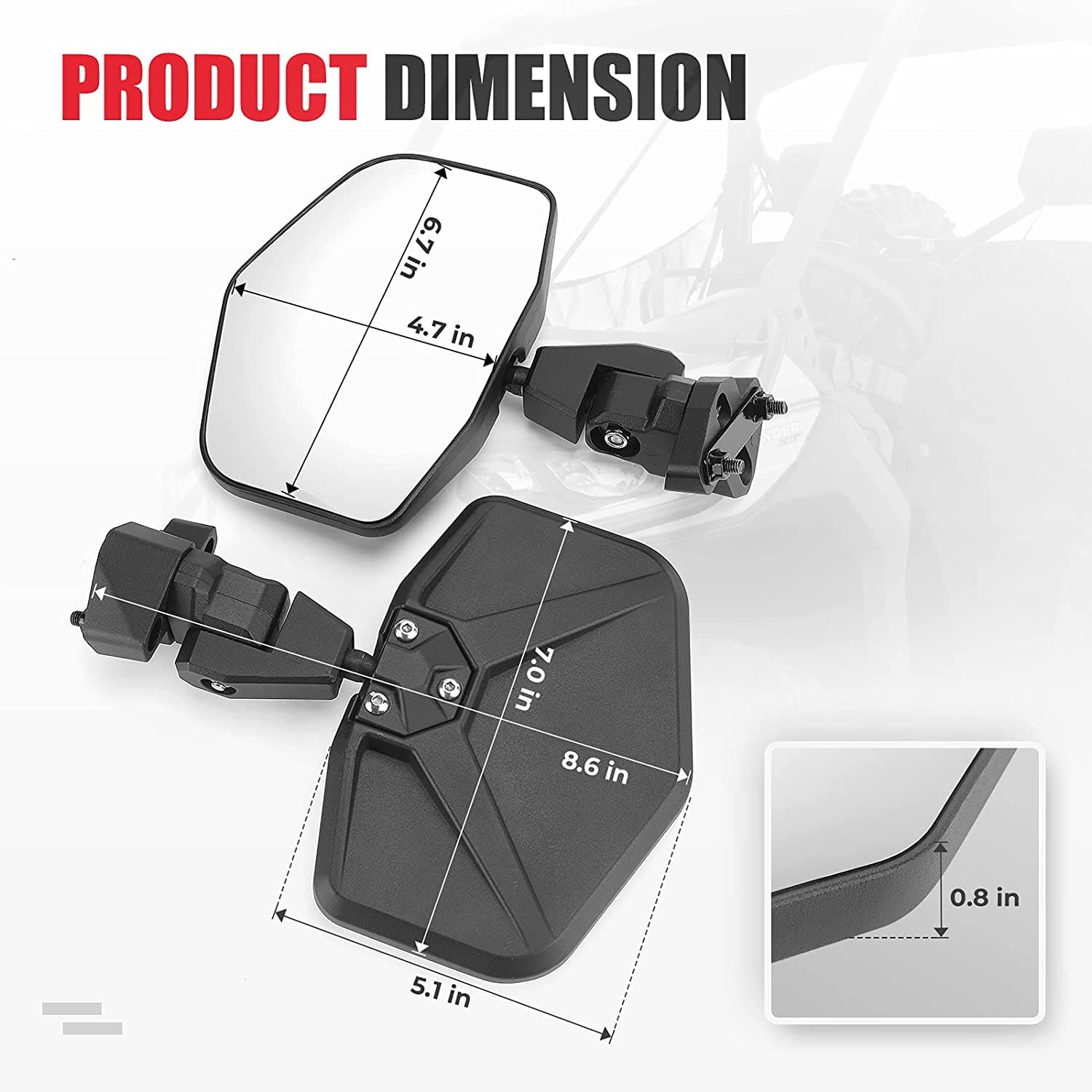 Kemimoto Aluminum Side Mirrors for Can‑Am Defender One Pair