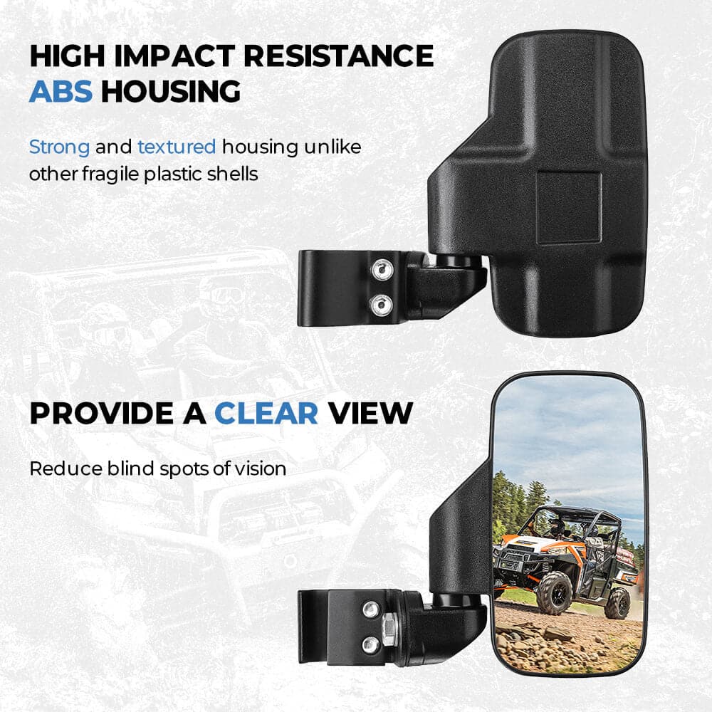 Adjustable Break-Away Side Mirrors & Storage Box for Polaris Ranger XP1000
