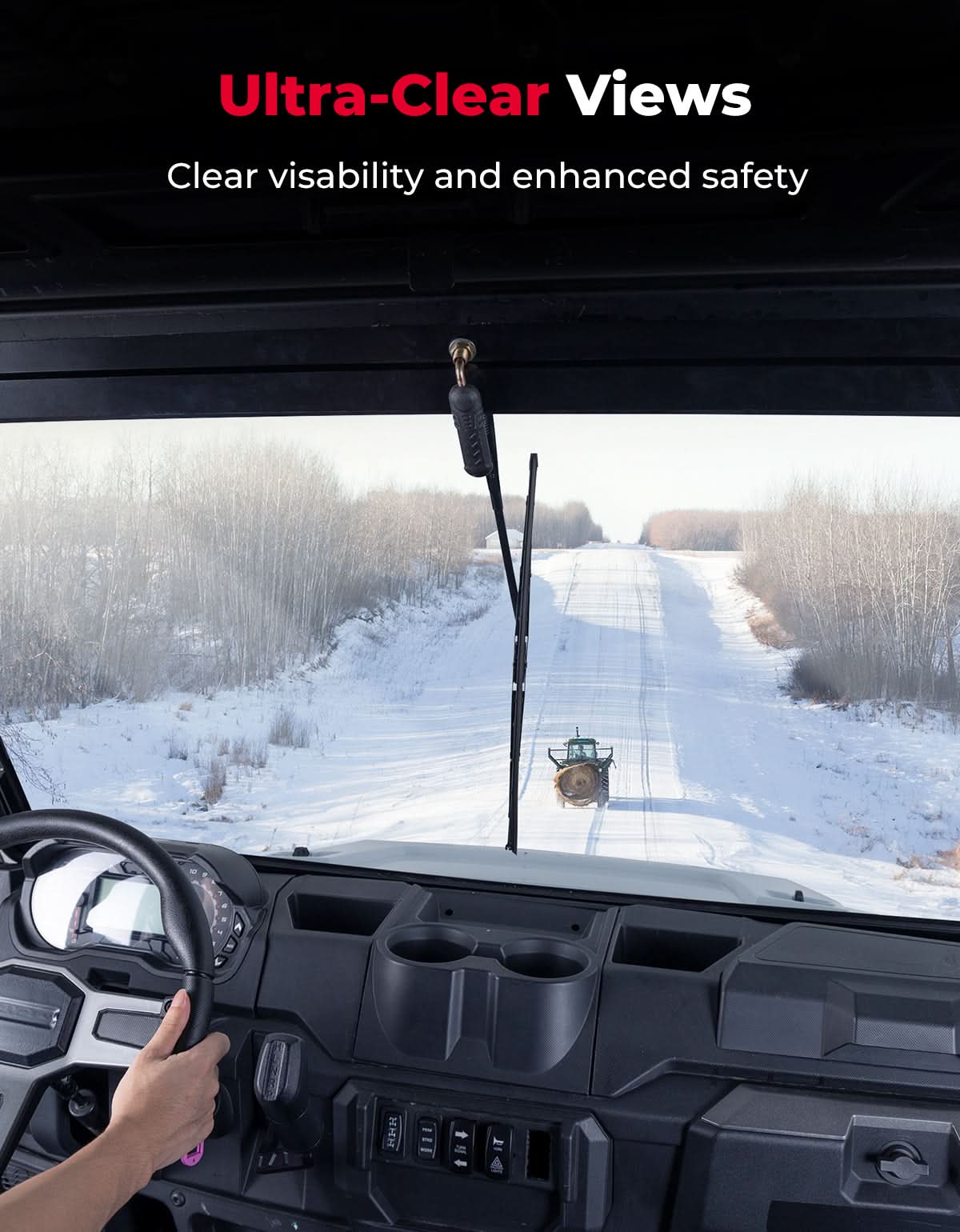 Kemimoto Front Windshield With Wiper For Polaris Ranger 1000