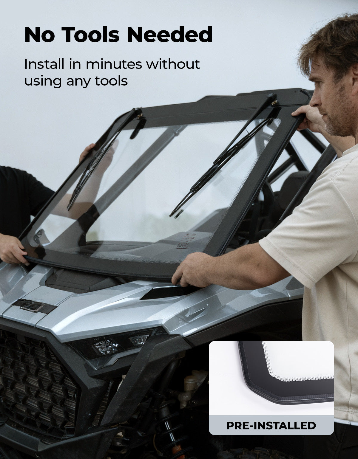 PRO XP Glass Windshield with 2 Manual Wipers for Polaris RZR PRO XP/XP4/PRO S/S4 (2025-2026)
