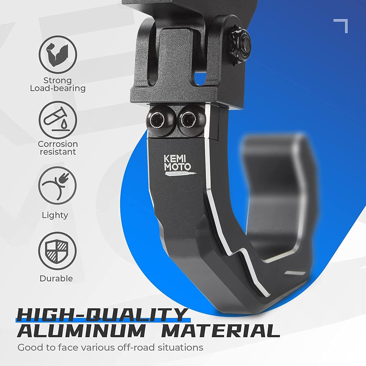 Kemimoto UTV Helmet Hook for 1.6‑2" Roll Bar, Aluminum 20kg