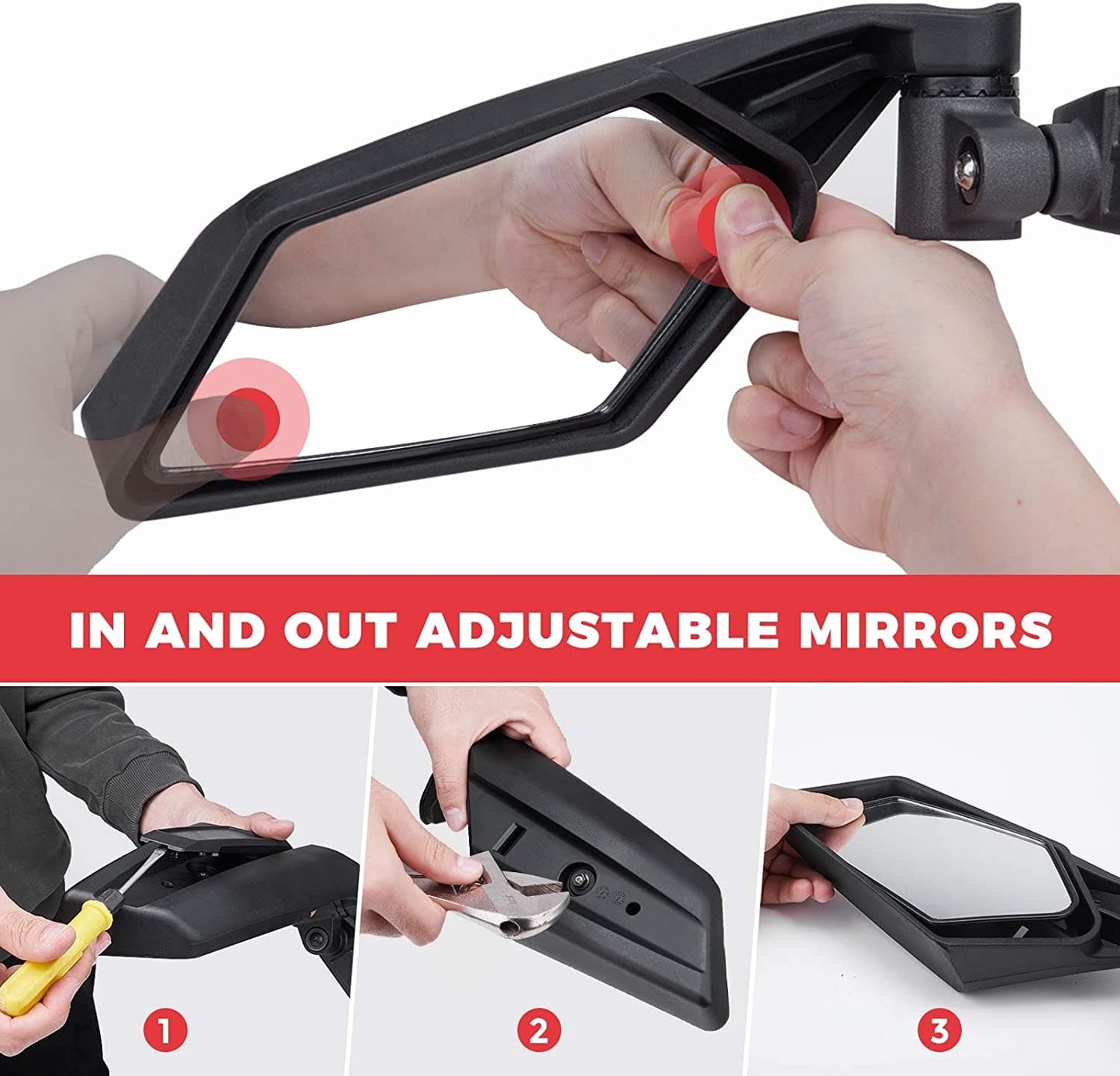 KEMIMOTO Maverick X3 Side View Mirrors 360° Adjustment