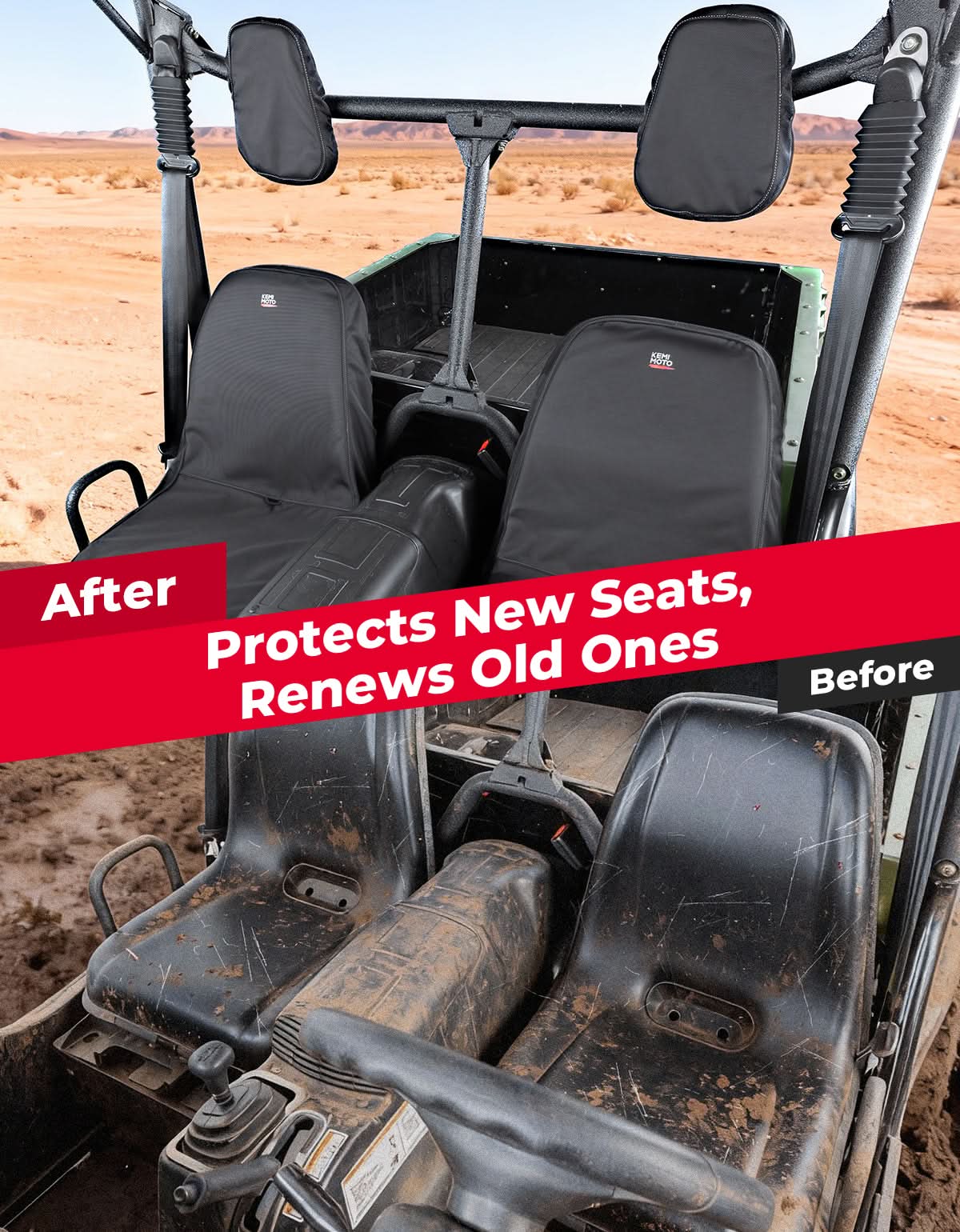 Kemimoto UTV Waterproof Seat Cover 2-Piece for Hisun Axis