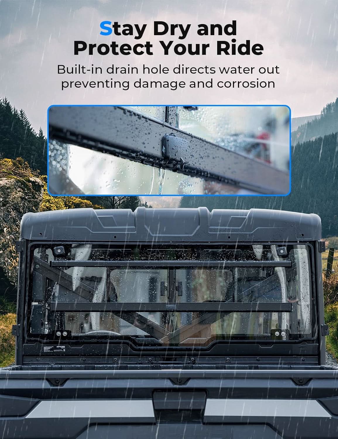 Sliding Glass Rear Window for Polaris Ranger 570/900/1000 XP Crew