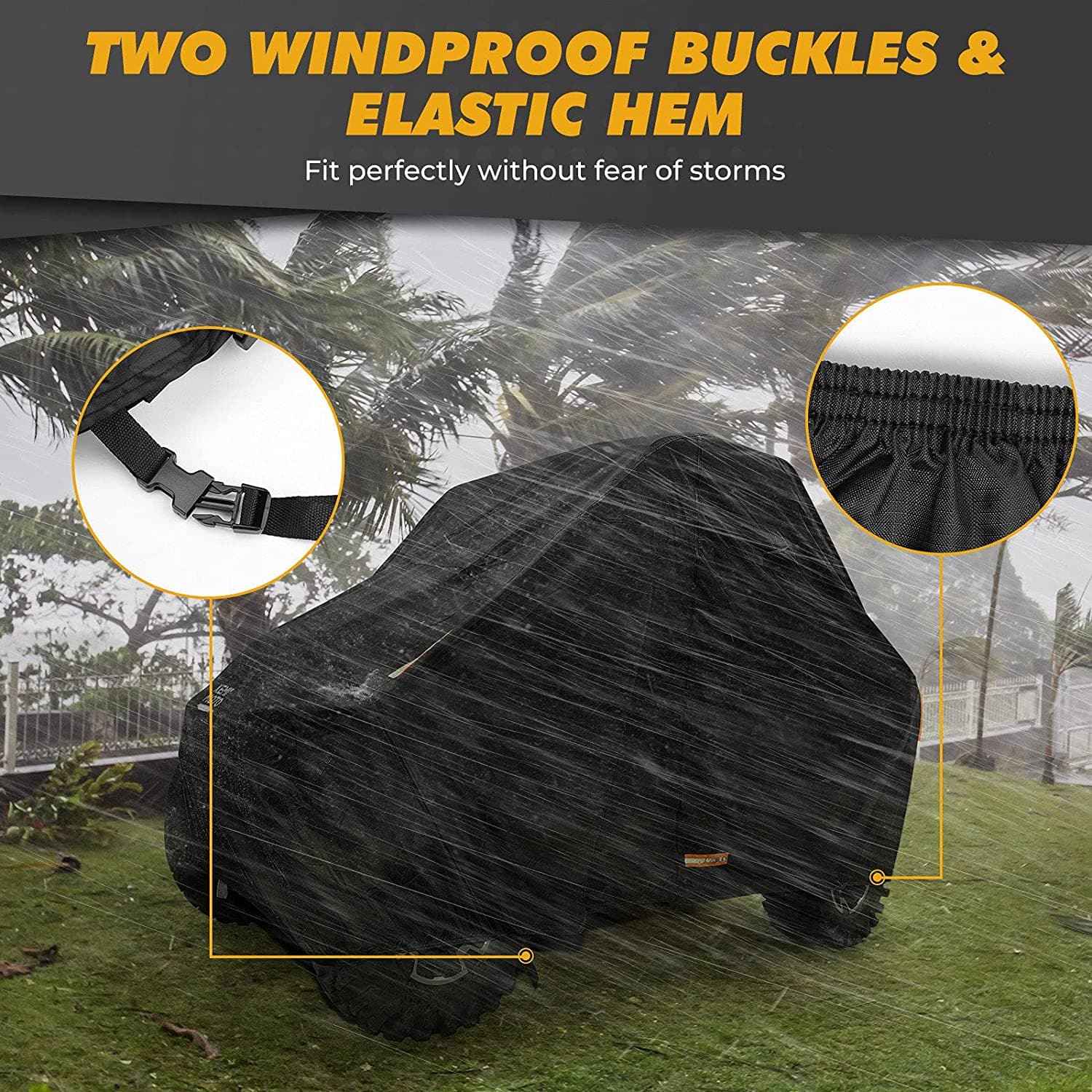 KEMIMOTO 420D Waterproof UTV Cover for 2‑Seater Can‑Am Polaris Kawasaki