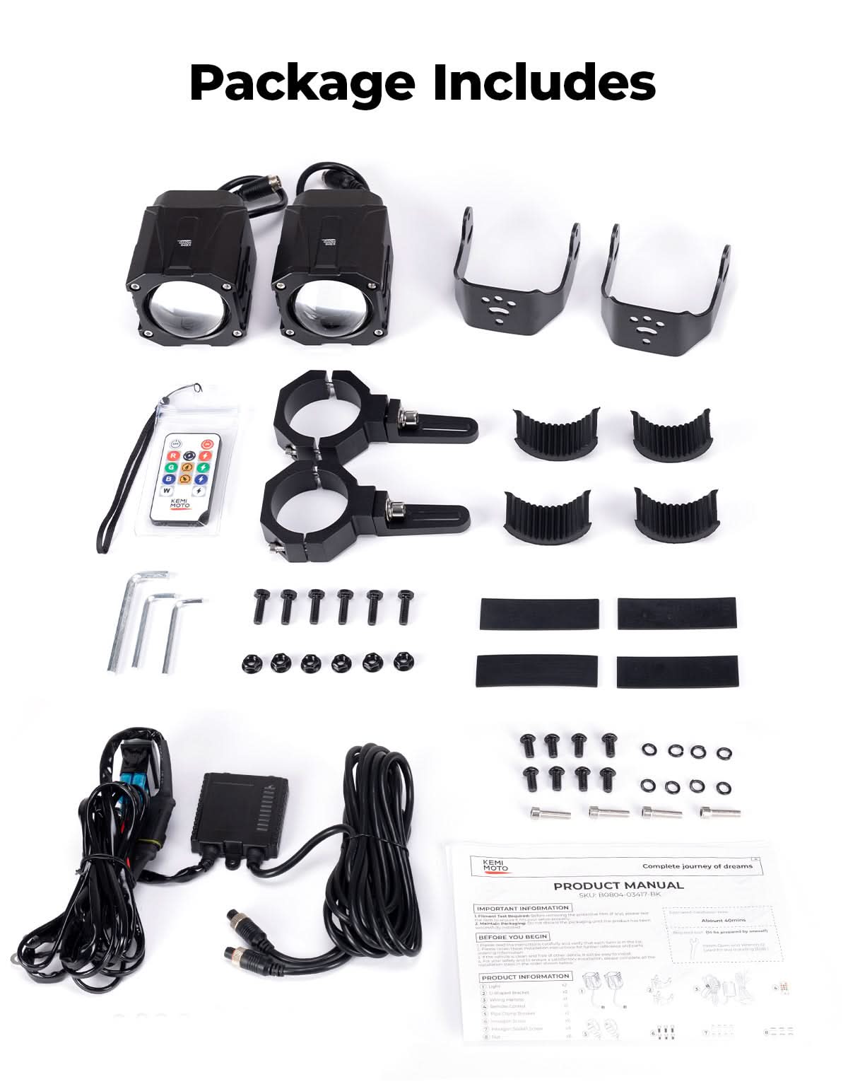 Kemimoto Whipless LED Rock Lights 9 Modes Fits 1.5‑2″ Cages