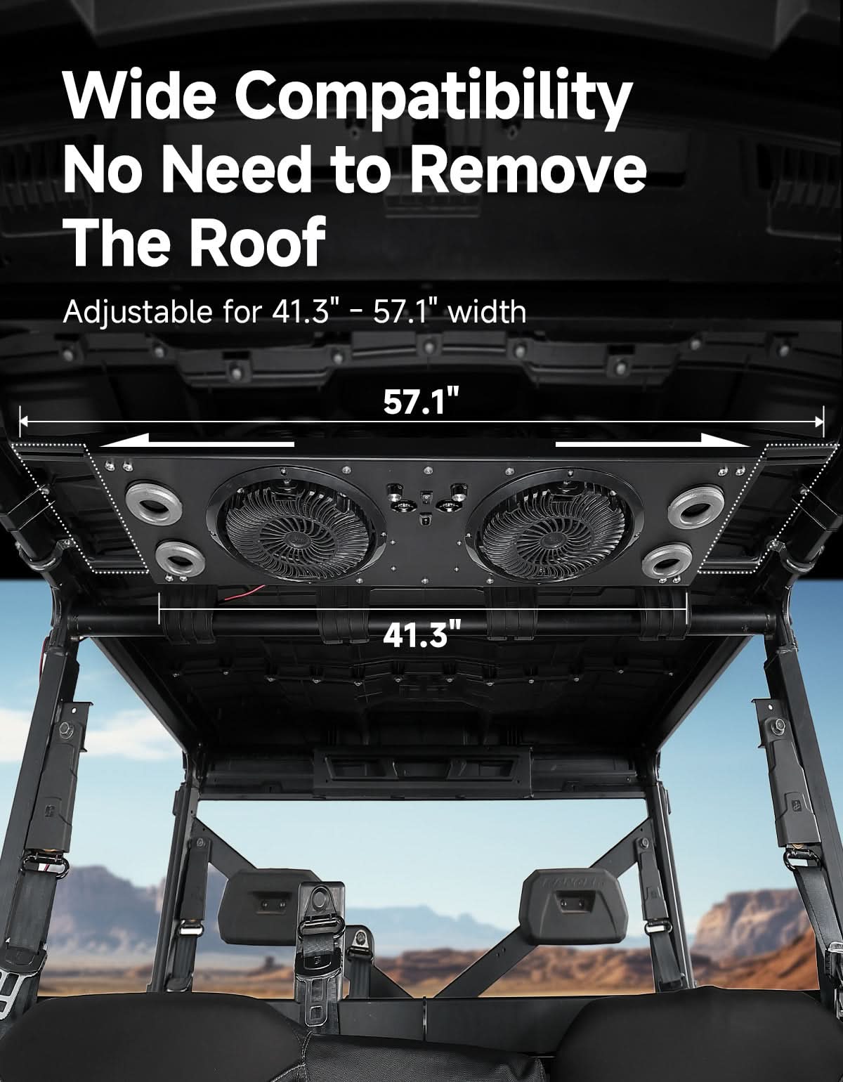 Kemimoto Dual Roof Fan with RGB for UTV 57‑42″ Roof