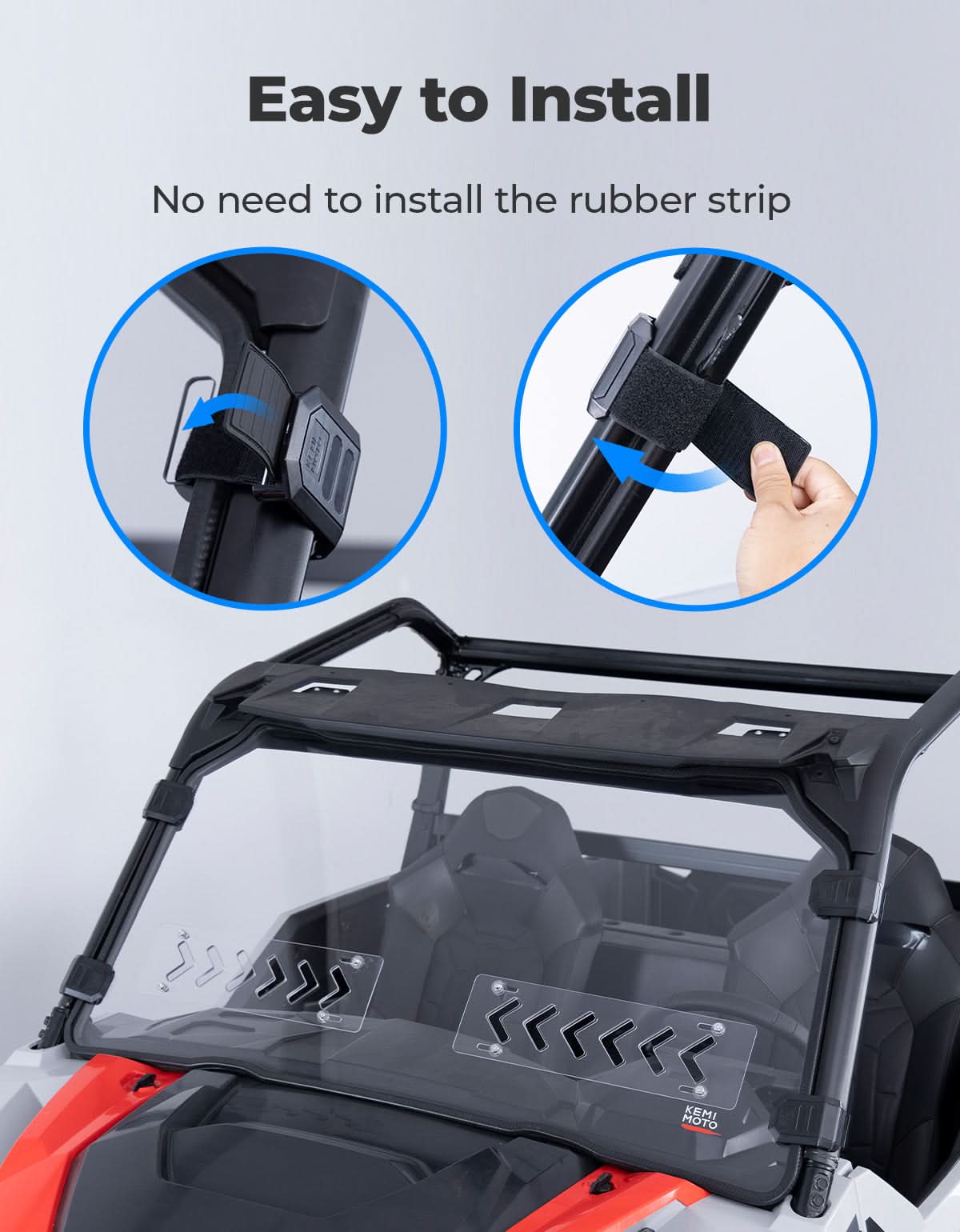 Kemimoto 2-IN-1 Front Vented Windshield Compatible with Polaris General 1000, XP 1000, 4 1000