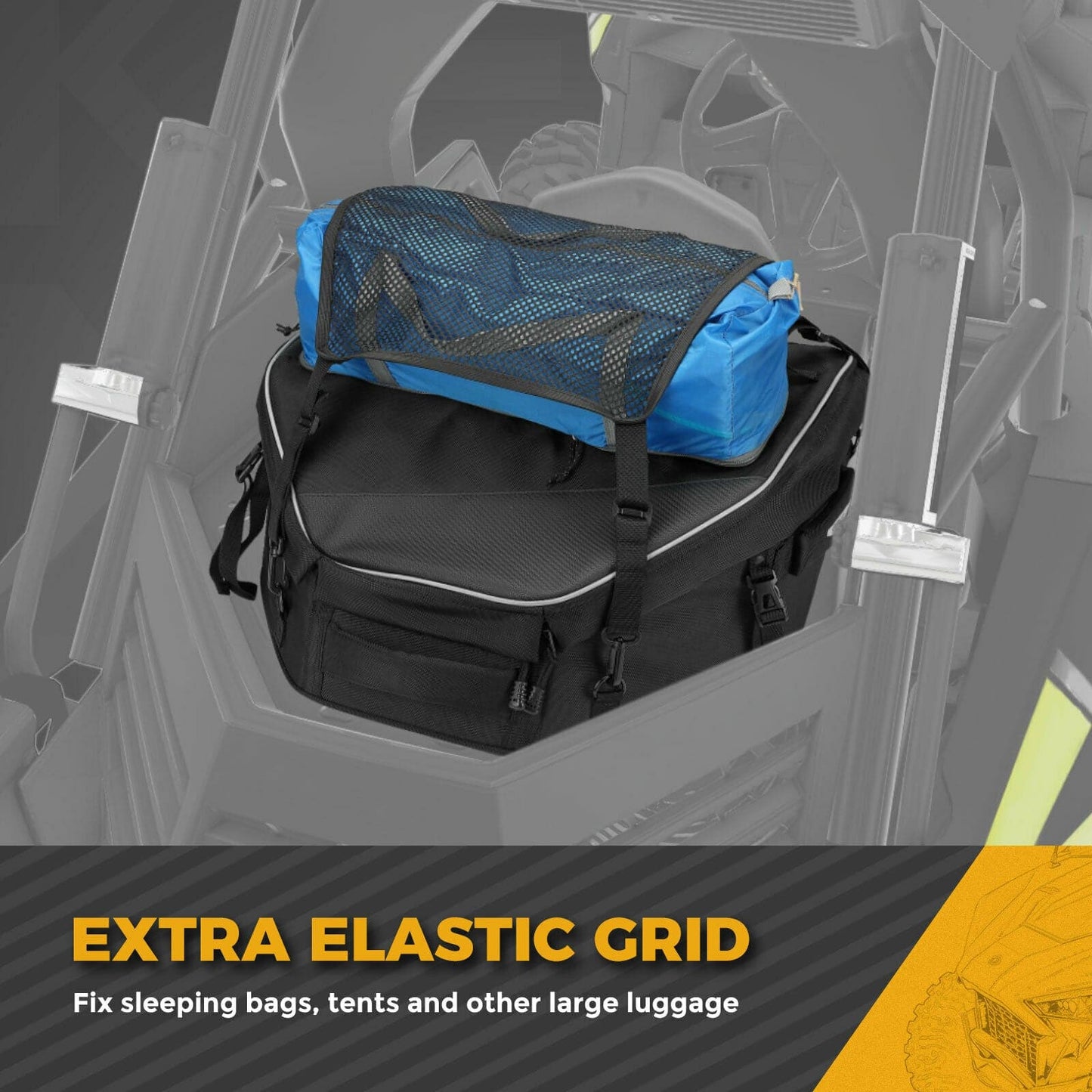 KEMIMOTO UTV Rear Storage Bag with Fixed Strap