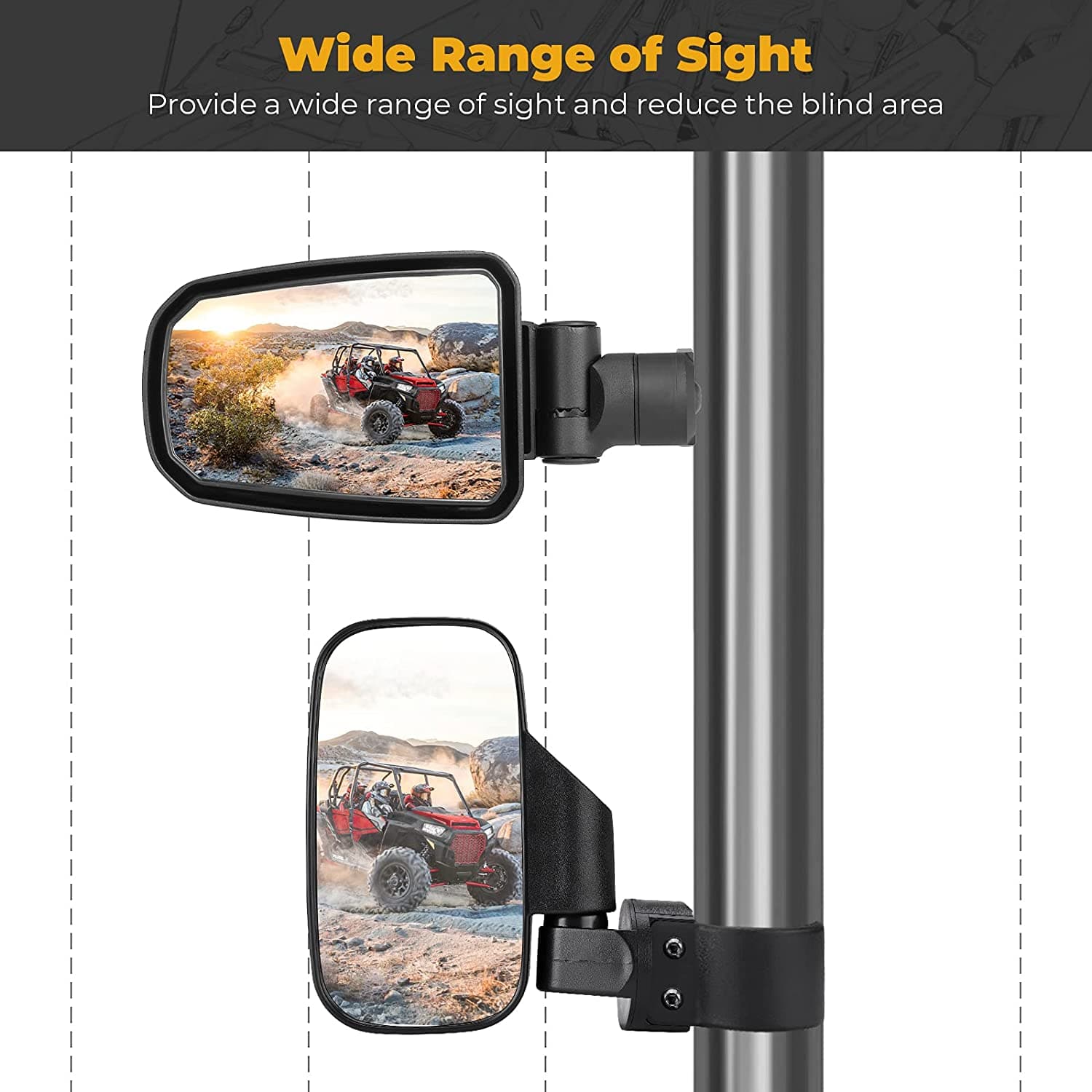 KEMIMOTO Folding Side View Mirrors 2014-2023 for Polaris RZR