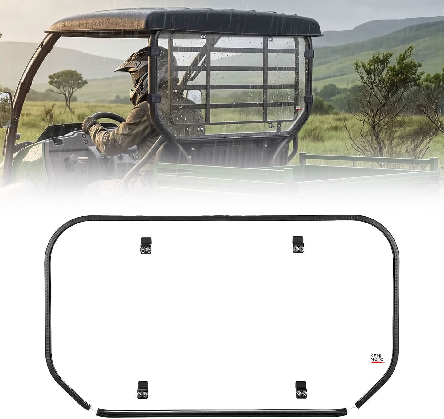 Kemimoto UTV Rear Windshield for Kawasaki Mule SX