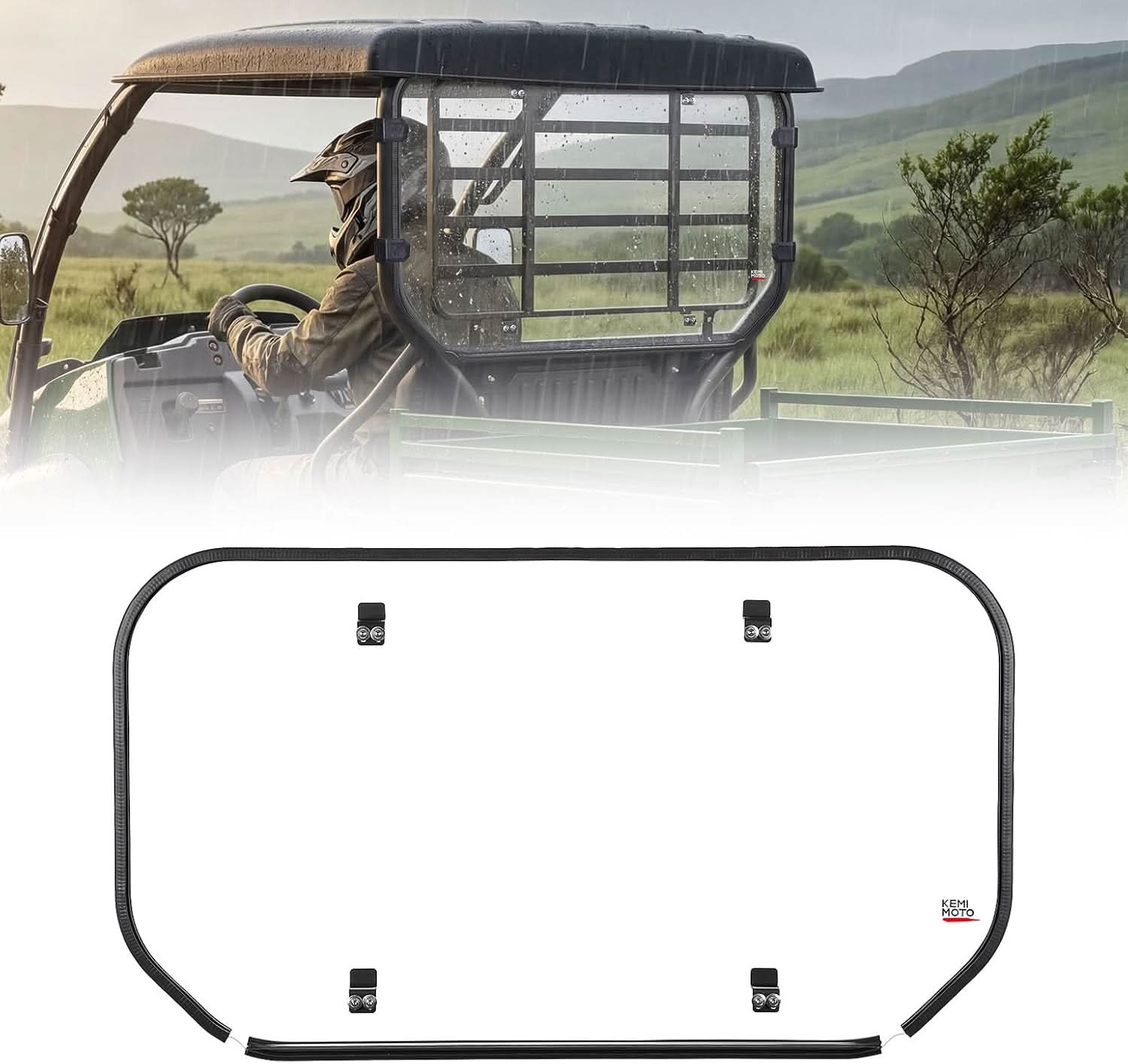 Kemimoto UTV Rear Windshield for Kawasaki Mule SX