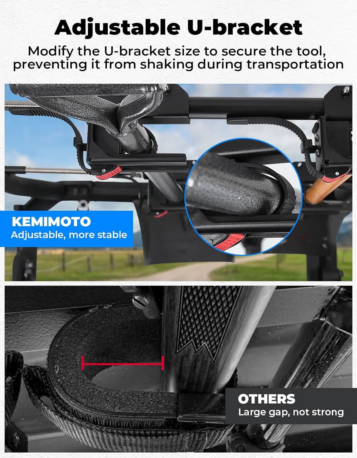 Kemimoto UTV Overhead Hunting Tool Holder Rack for Polaris Ranger