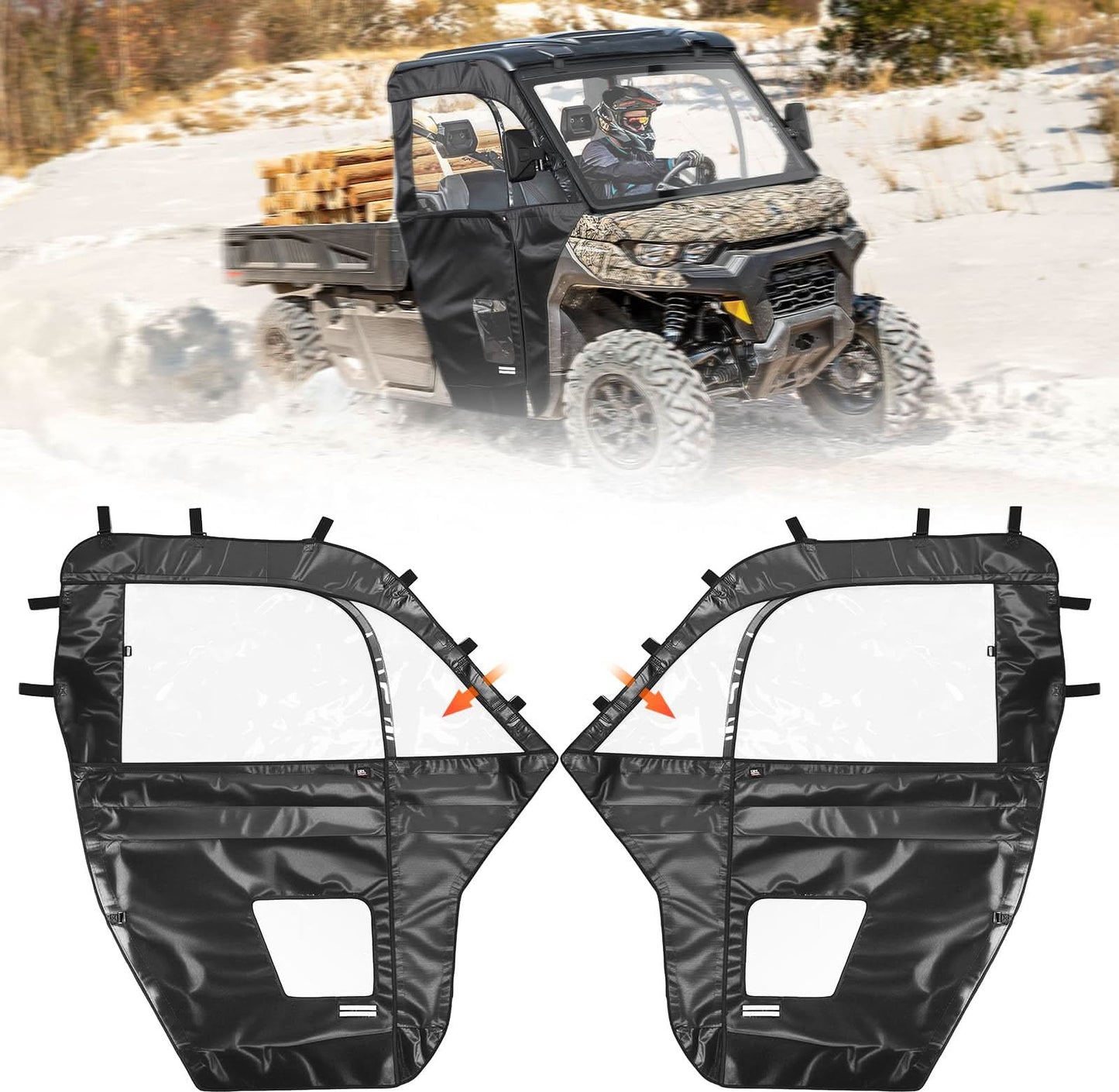 Kemimoto Full Soft Doors for Can‑Am Defender With Mirror Slots